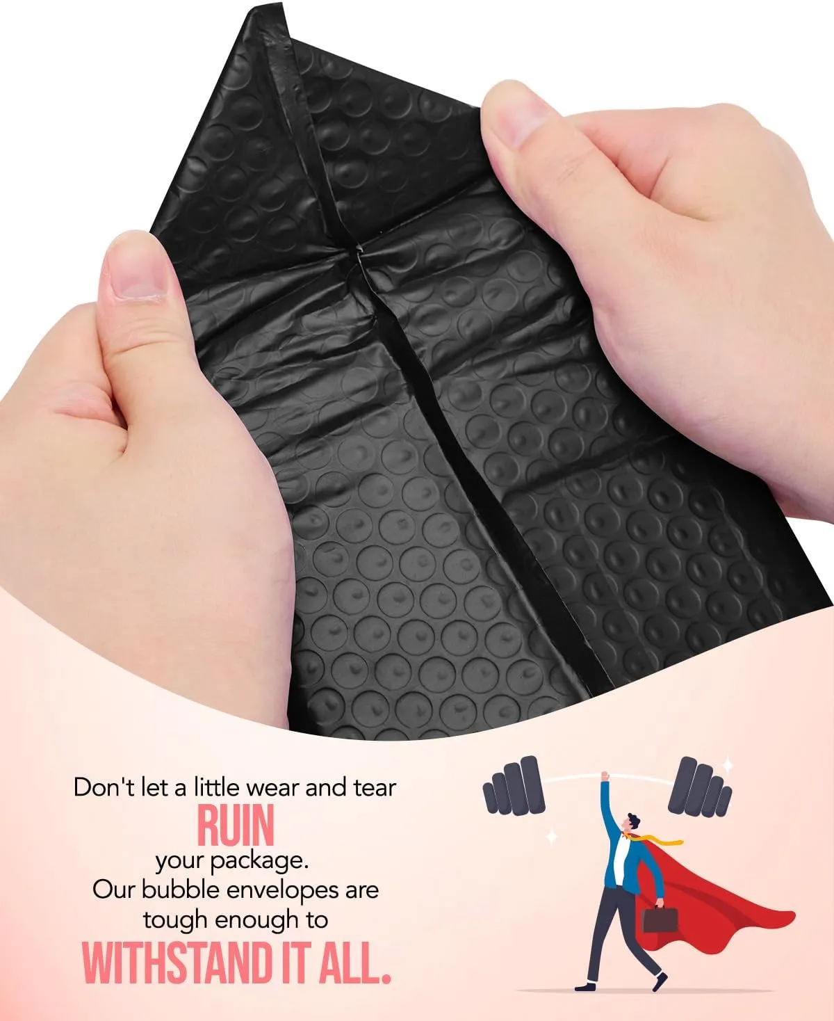 GSSUSA Black Bubble Mailers 8.5x12 large Padded Envelopes 25 Pack,Self-Seal Shipping Mailer, Packaging Bags, Small Business Supplies,Mailing Bags, Packaging for Small Business, Black