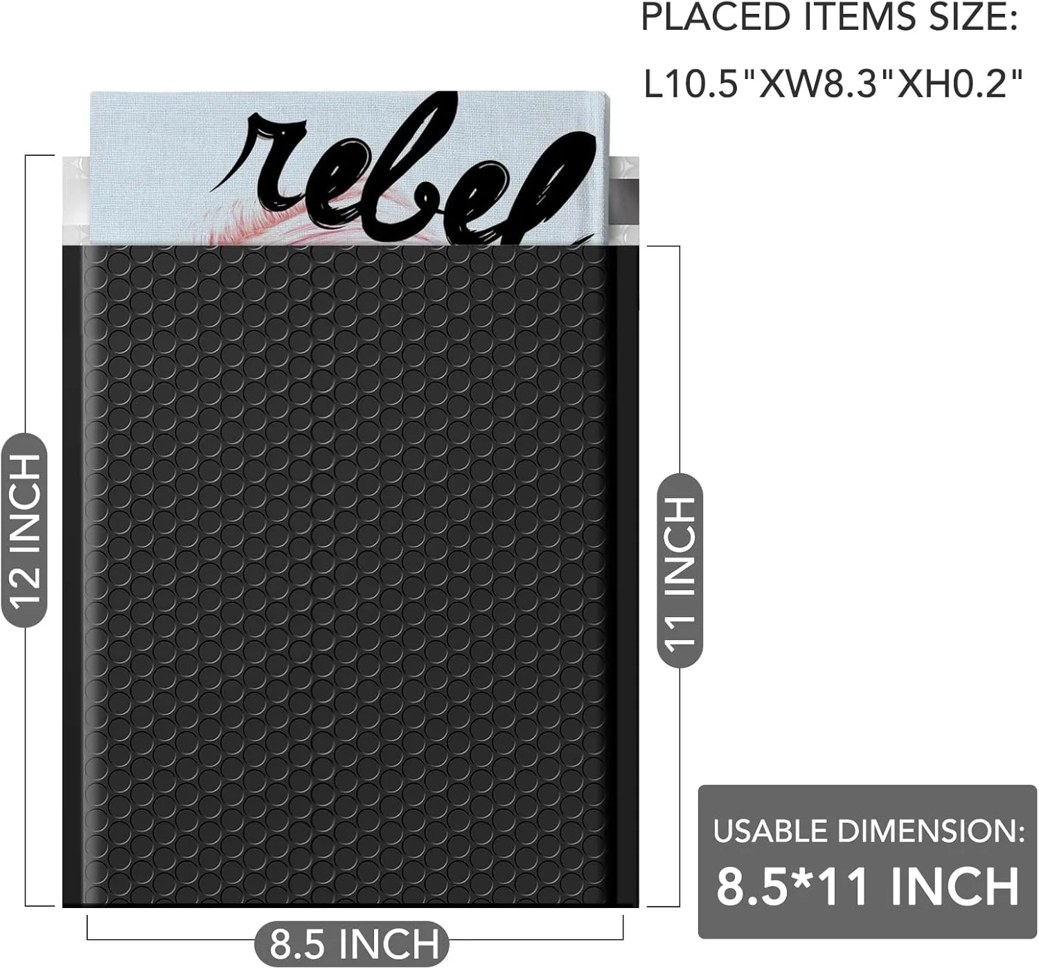 GSSUSA Black Bubble Mailers 8.5x12 large Padded Envelopes 25 Pack,Self-Seal Shipping Mailer, Packaging Bags, Small Business Supplies,Mailing Bags, Packaging for Small Business, Black