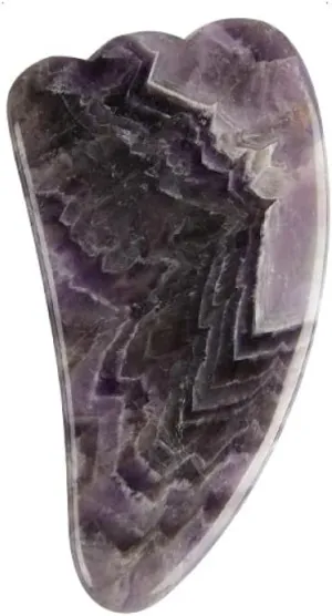 GUA Sha-Massager Natural Stone Quartz Rose Amethyst and Jade Facial Gouache Scraper Anti-Wrinkle Tool for Stretching Leather and Neck-Amethyst 2