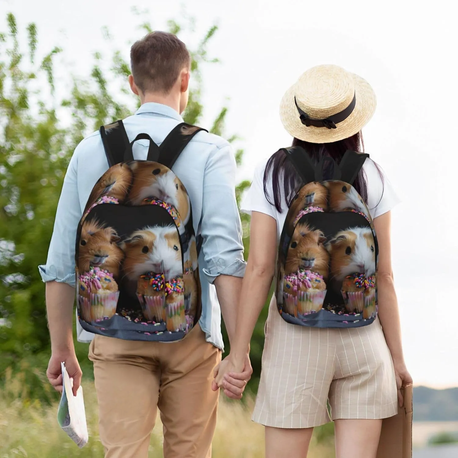 Guinea Pigs and Cupcakes print Hiking Backpack Casual Daypack Outdoor Travel Backpacks Bookbag for Men Women Adult