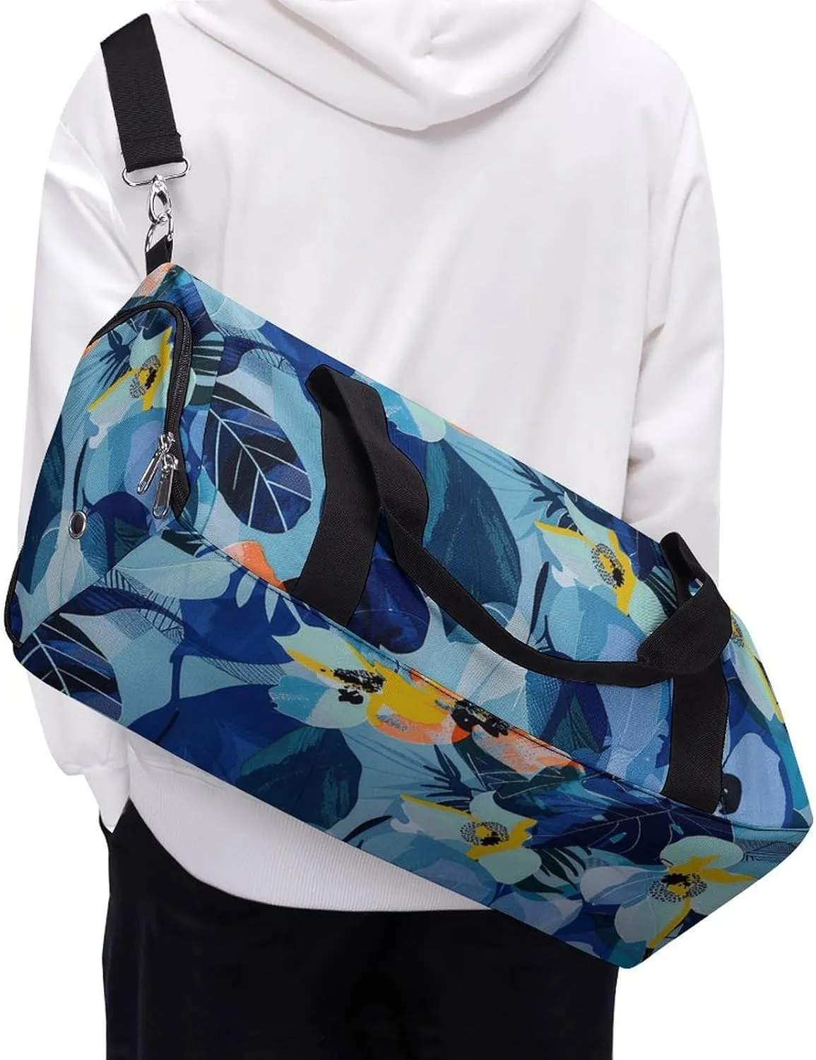 Gym Bag Abstract Floral Print Duffel Bag for Men Women Overnight Bag with Shoe Compartment Workout Bags