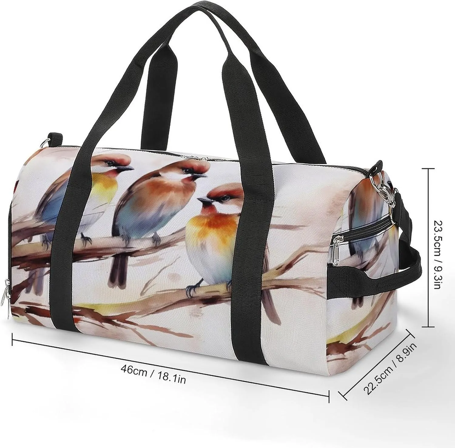 Gym Bag Birds Resting On Tree Branch Duffel Bag for Men Women Overnight Bag with Shoe Compartment Workout Bags