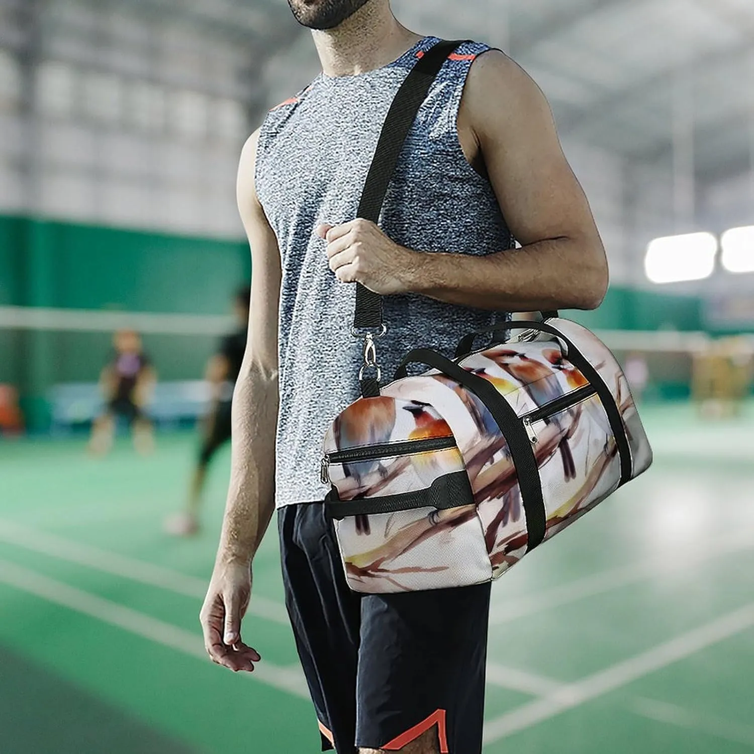 Gym Bag Birds Resting On Tree Branch Duffel Bag for Men Women Overnight Bag with Shoe Compartment Workout Bags