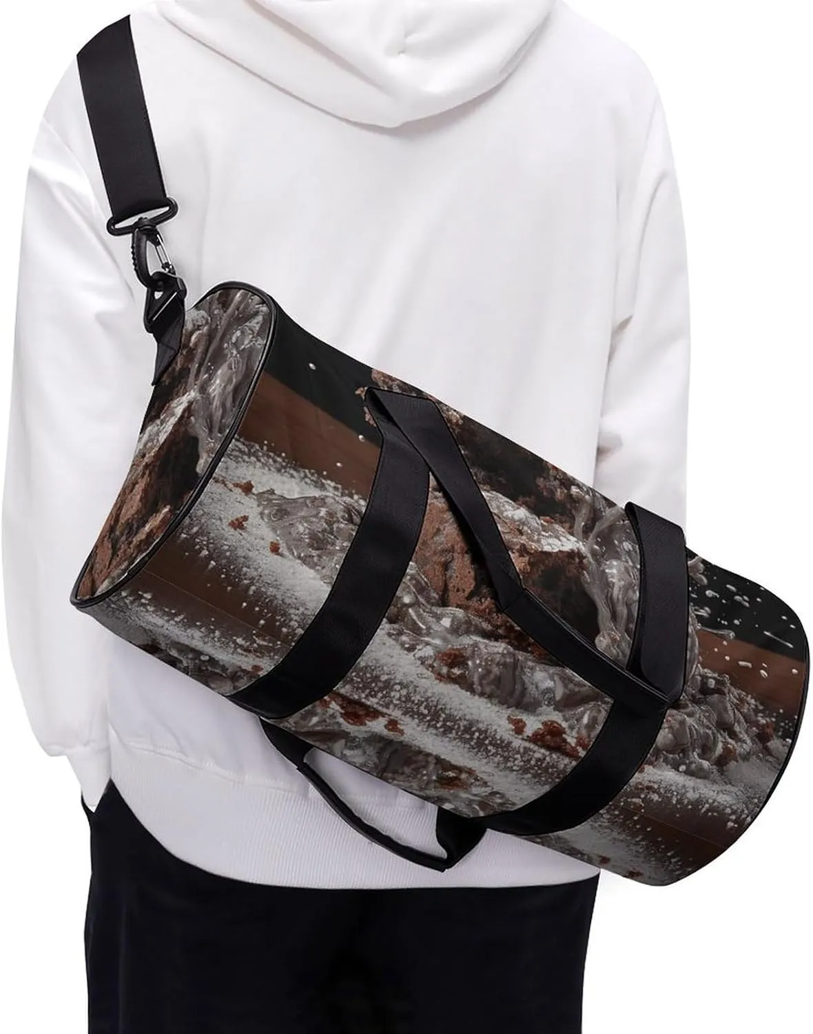 Gym Bag Cake And Sugar Powder Duffel Bag for Men Women Overnight Bag with Shoe Compartment Workout Bags