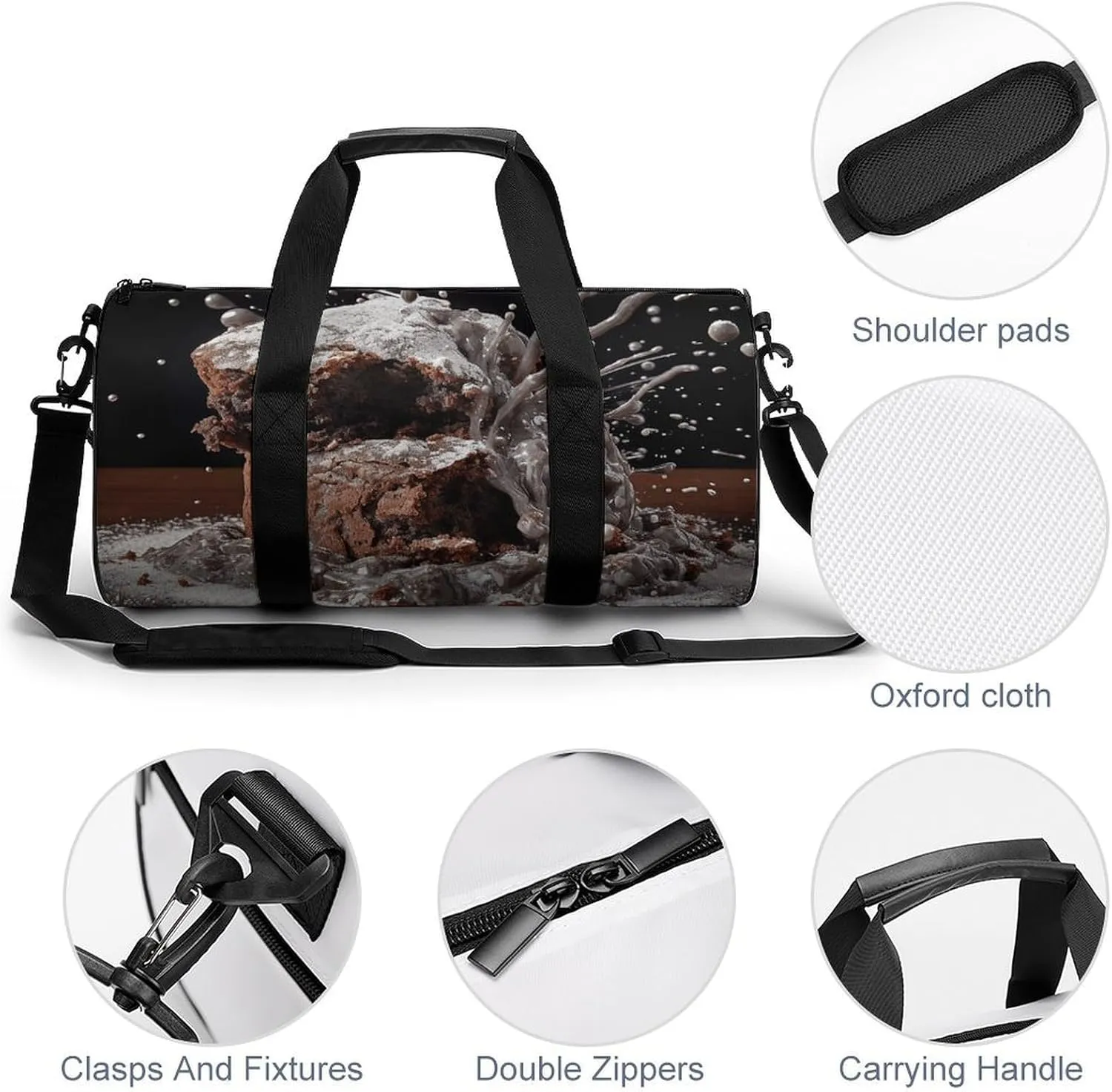 Gym Bag Cake And Sugar Powder Duffel Bag for Men Women Overnight Bag with Shoe Compartment Workout Bags