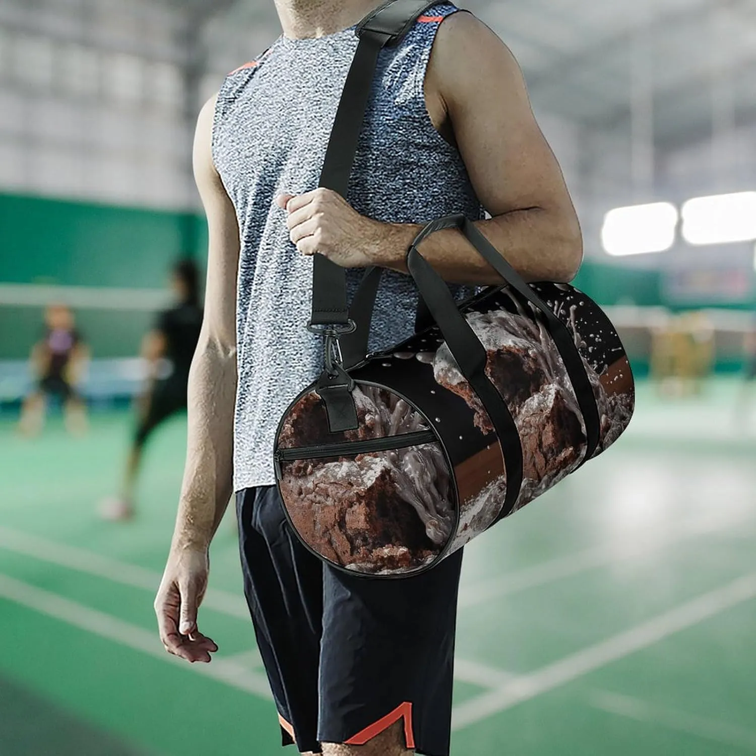 Gym Bag Cake And Sugar Powder Duffel Bag for Men Women Overnight Bag with Shoe Compartment Workout Bags