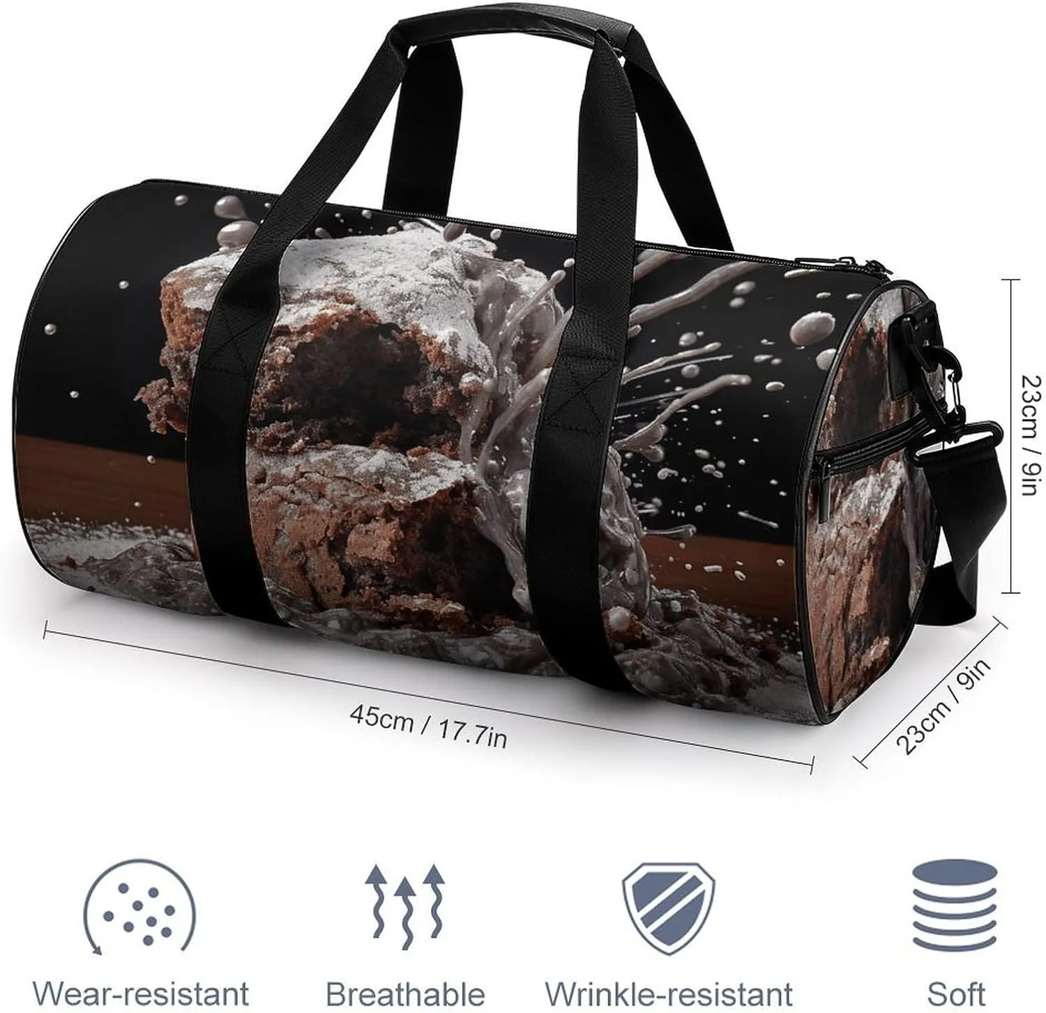 Gym Bag Cake And Sugar Powder Duffel Bag for Men Women Overnight Bag with Shoe Compartment Workout Bags