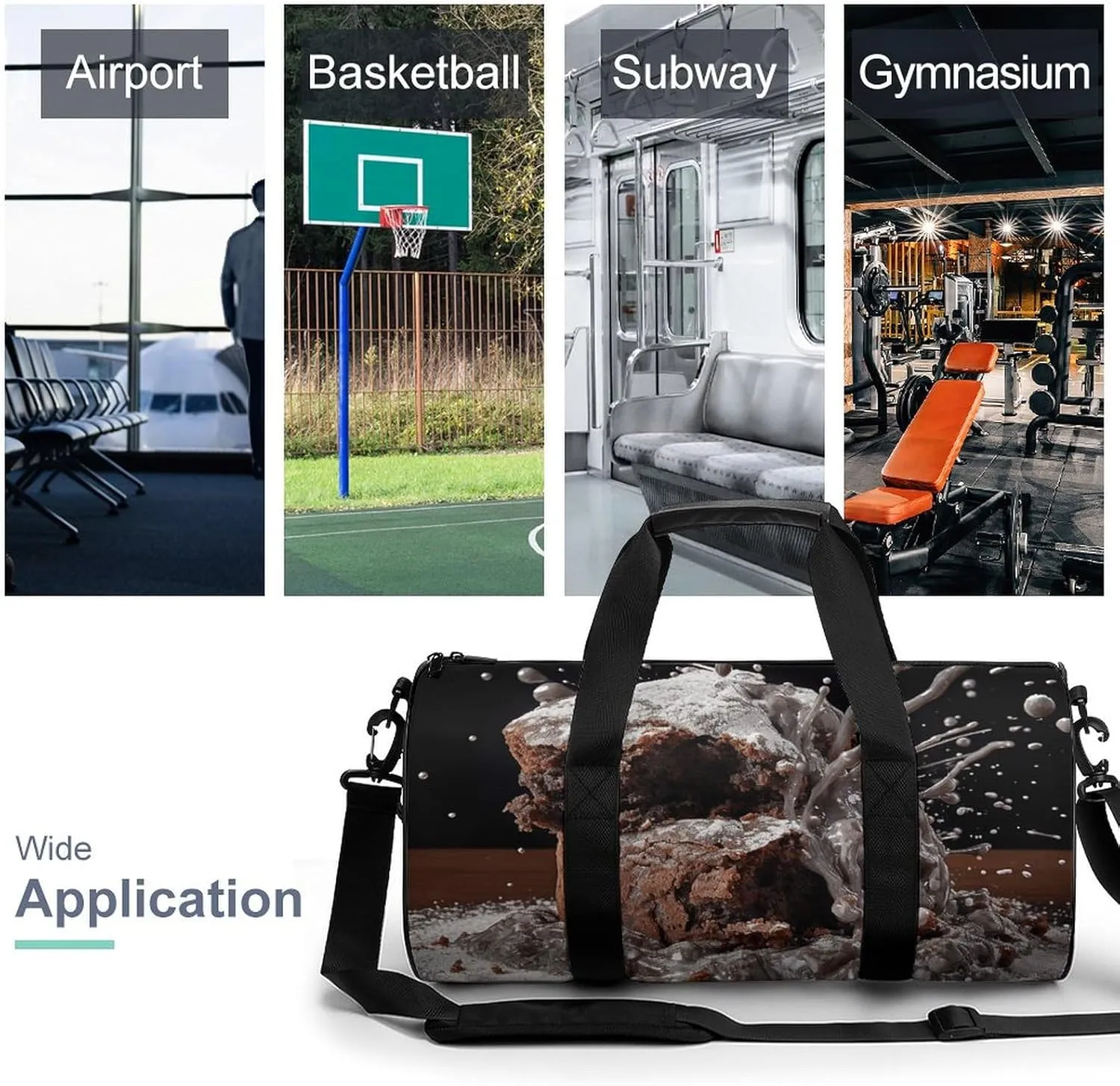Gym Bag Cake And Sugar Powder Duffel Bag for Men Women Overnight Bag with Shoe Compartment Workout Bags