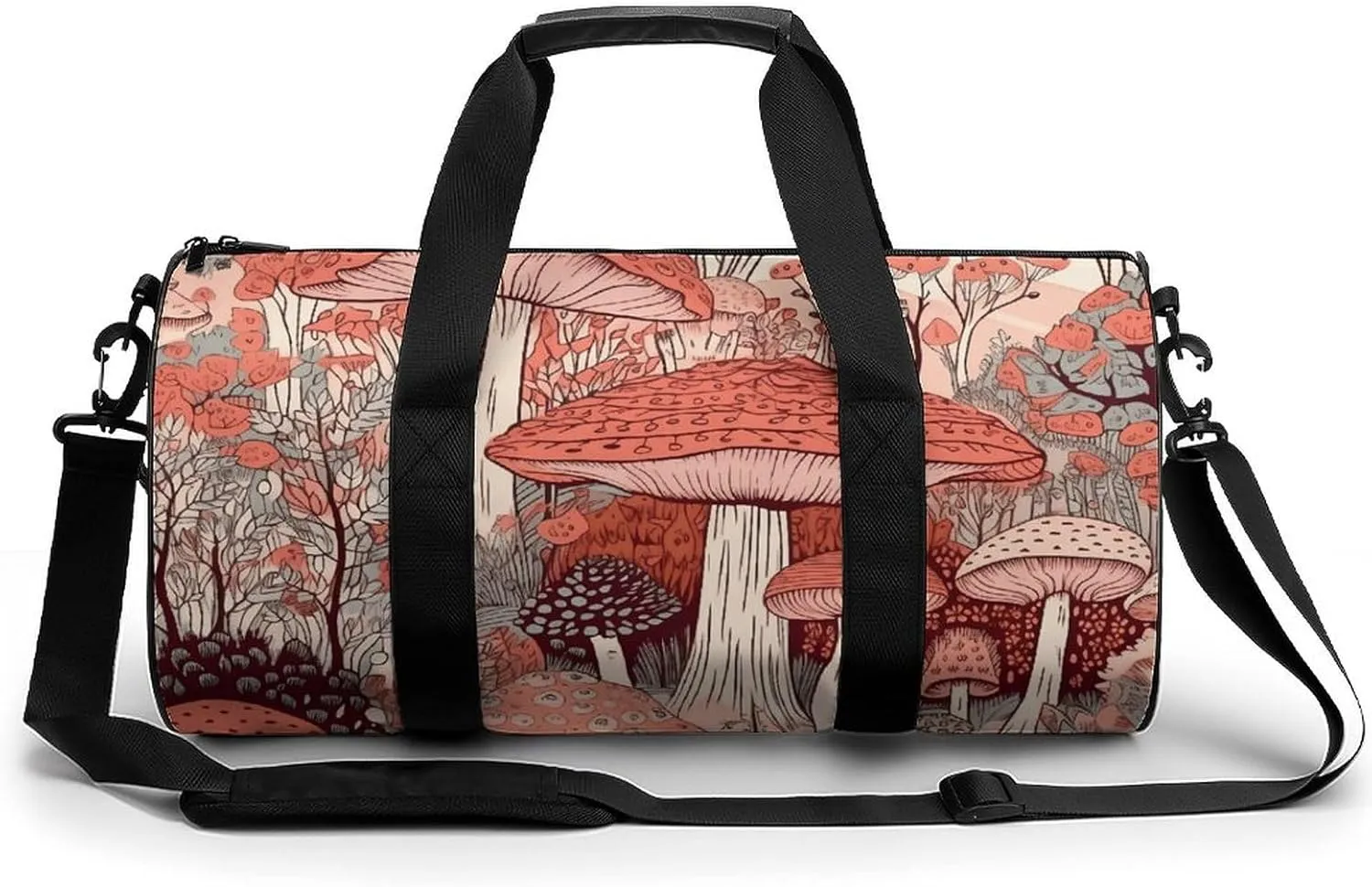 Gym Bag Cartoon Mushroom Duffel Bag for Men Women Overnight Bag with Shoe Compartment Workout Bags