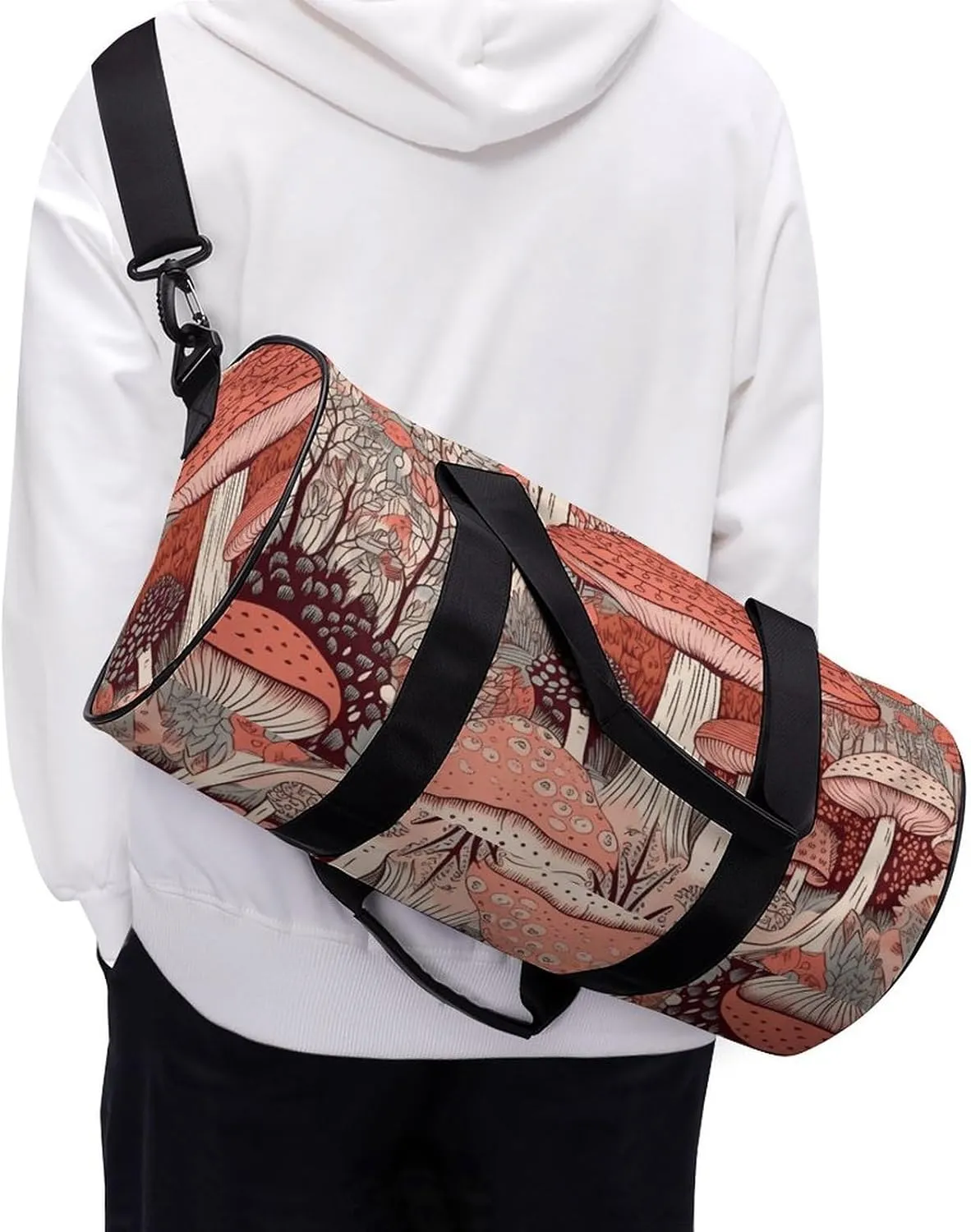 Gym Bag Cartoon Mushroom Duffel Bag for Men Women Overnight Bag with Shoe Compartment Workout Bags
