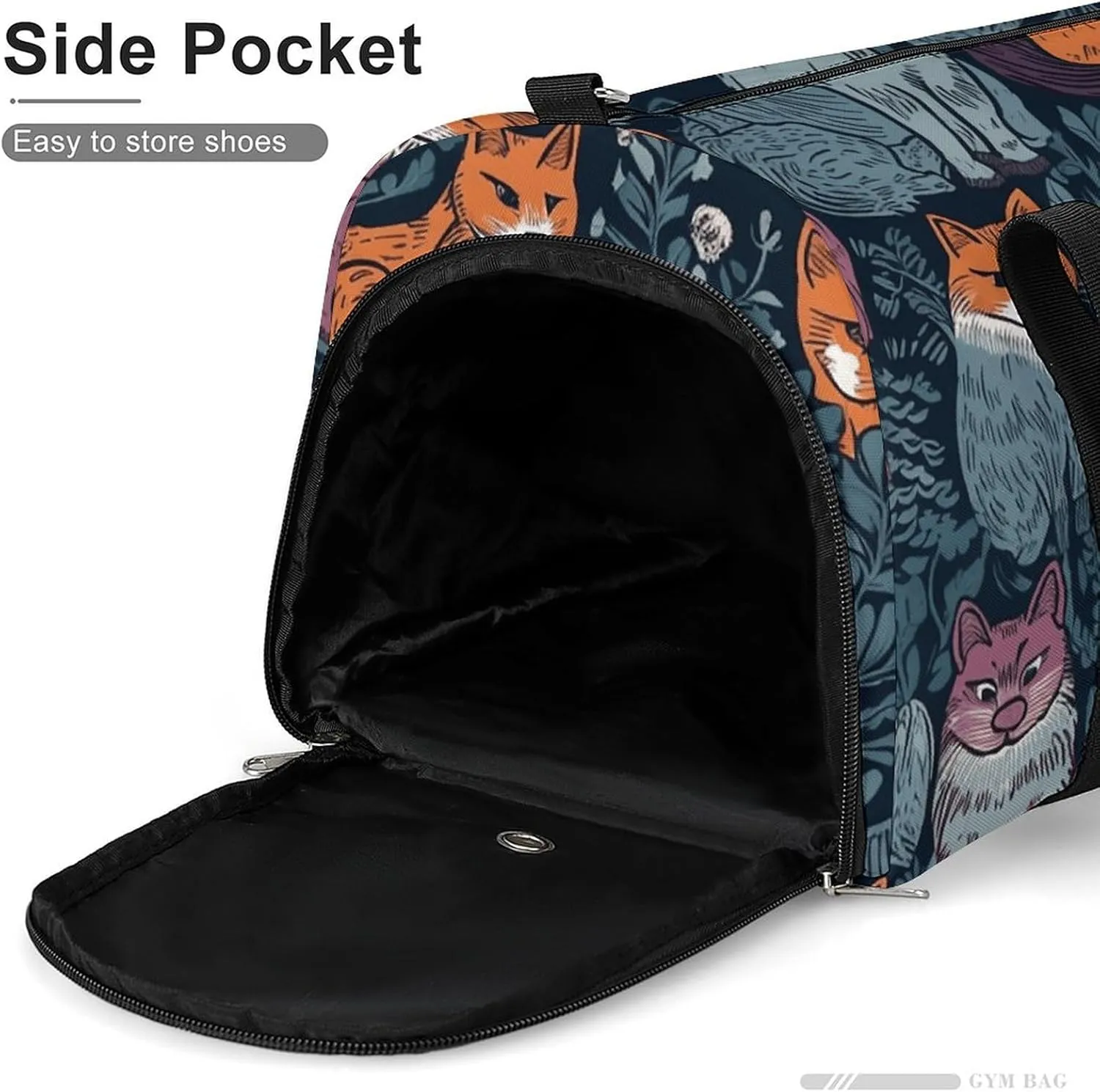 Gym Bag Cat Print Duffel Bag for Men Women Overnight Bag with Shoe Compartment Workout Bags