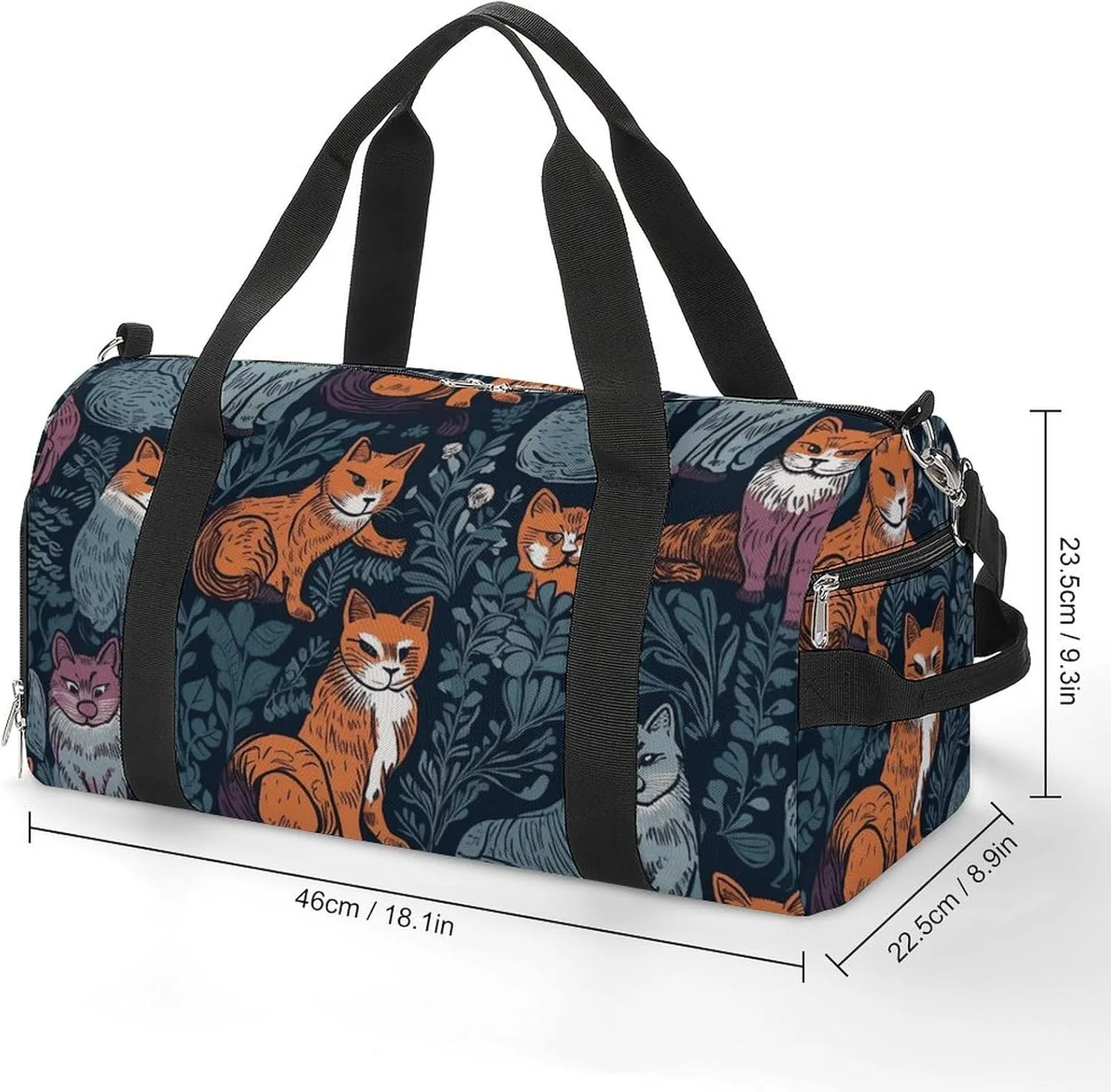 Gym Bag Cat Print Duffel Bag for Men Women Overnight Bag with Shoe Compartment Workout Bags
