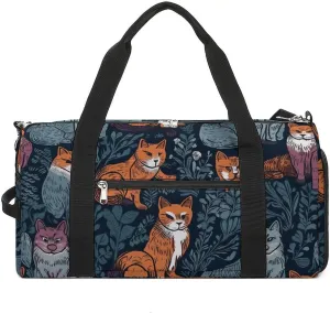 Gym Bag Cat Print Duffel Bag for Men Women Overnight Bag with Shoe Compartment Workout Bags