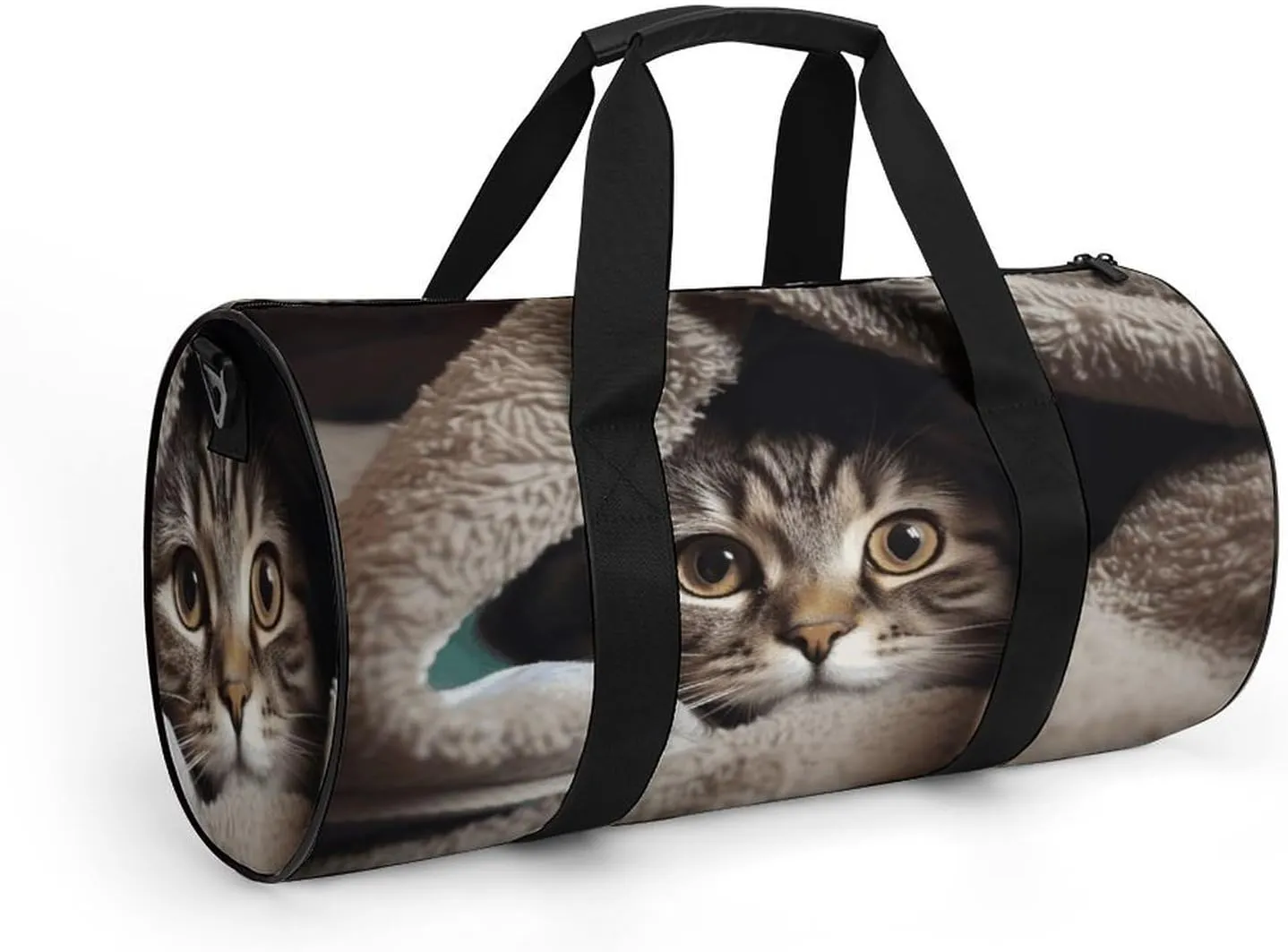 Gym Bag Cat Under Blanket Duffel Bag for Men Women Overnight Bag with Shoe Compartment Workout Bags