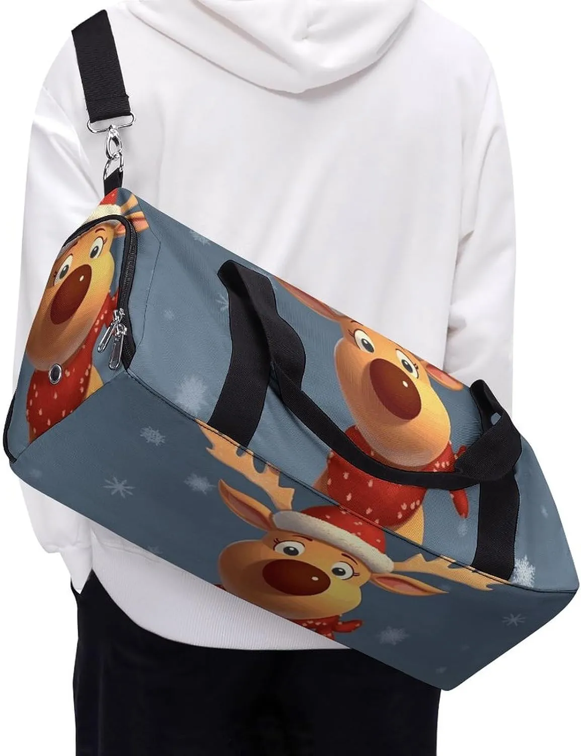 Gym Bag Christmas Deer Duffel Bag for Men Women Overnight Bag with Shoe Compartment Workout Bags