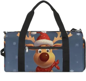 Gym Bag Christmas Deer Duffel Bag for Men Women Overnight Bag with Shoe Compartment Workout Bags