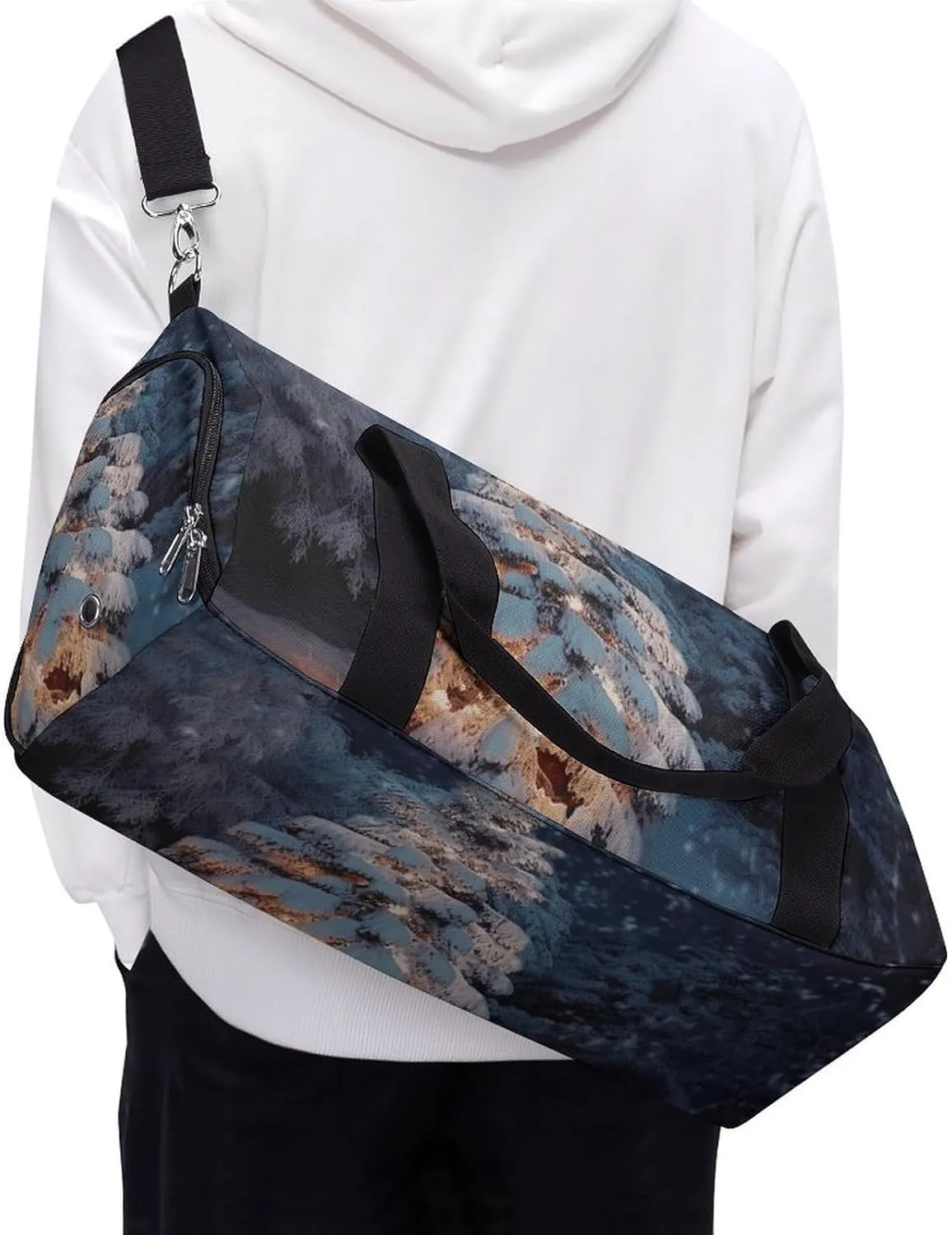 Gym Bag Christmas Tree Snow Duffel Bag for Men Women Overnight Bag with Shoe Compartment Workout Bags