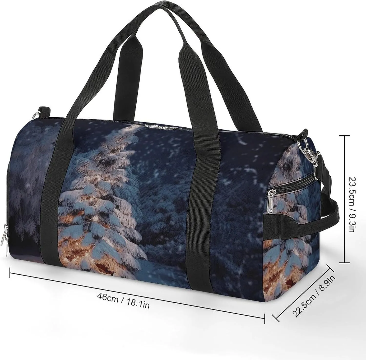 Gym Bag Christmas Tree Snow Duffel Bag for Men Women Overnight Bag with Shoe Compartment Workout Bags