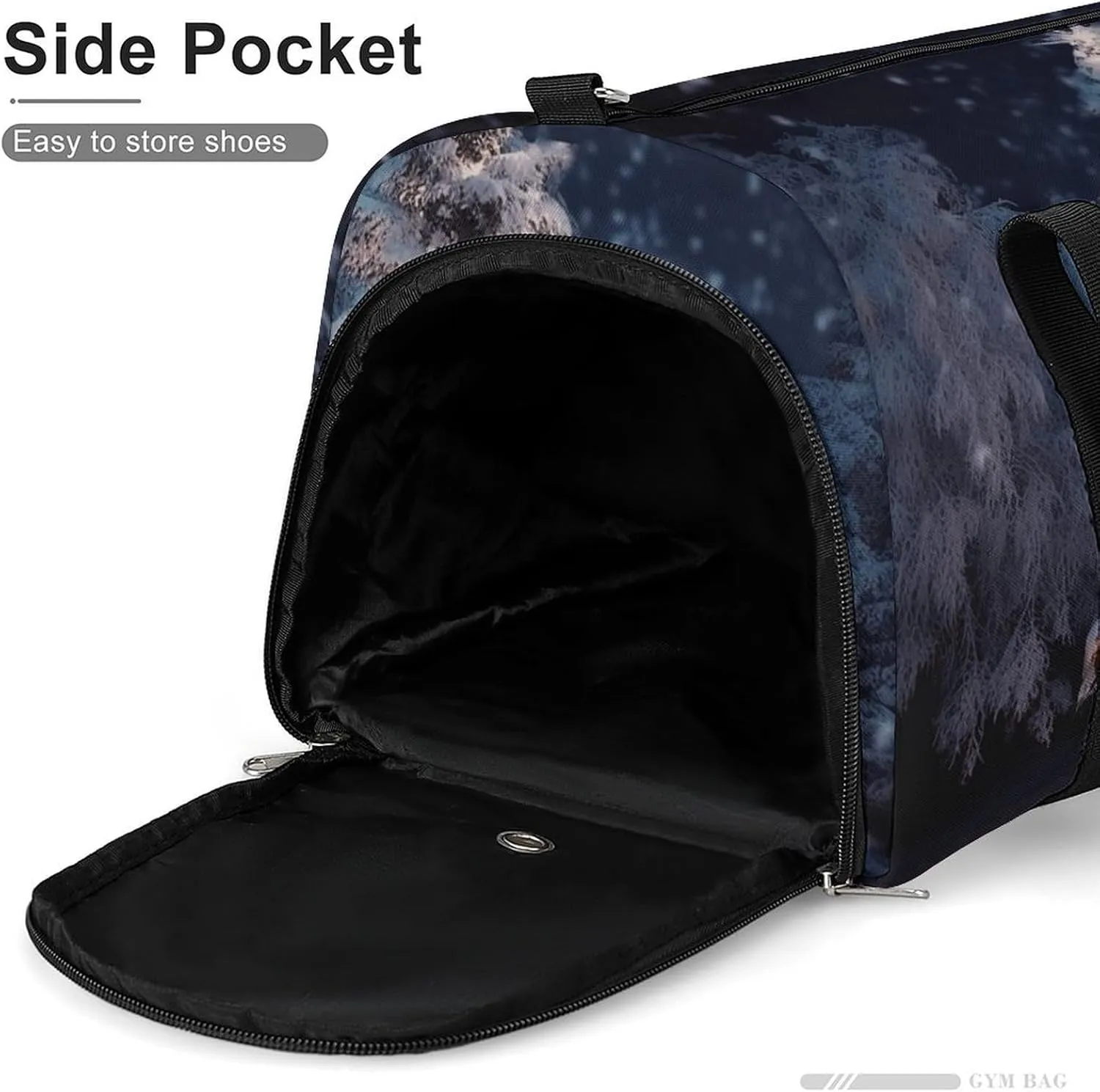 Gym Bag Christmas Tree Snow Duffel Bag for Men Women Overnight Bag with Shoe Compartment Workout Bags