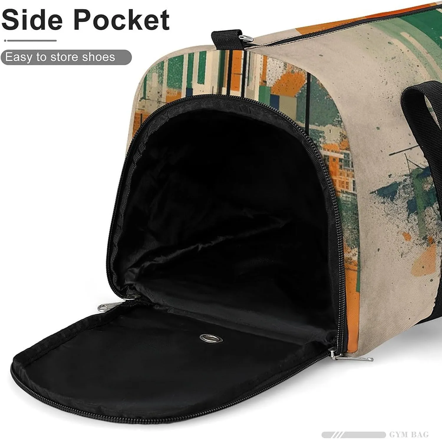 Gym Bag Complex Patterns Duffel Bag for Men Women Overnight Bag with Shoe Compartment Workout Bags