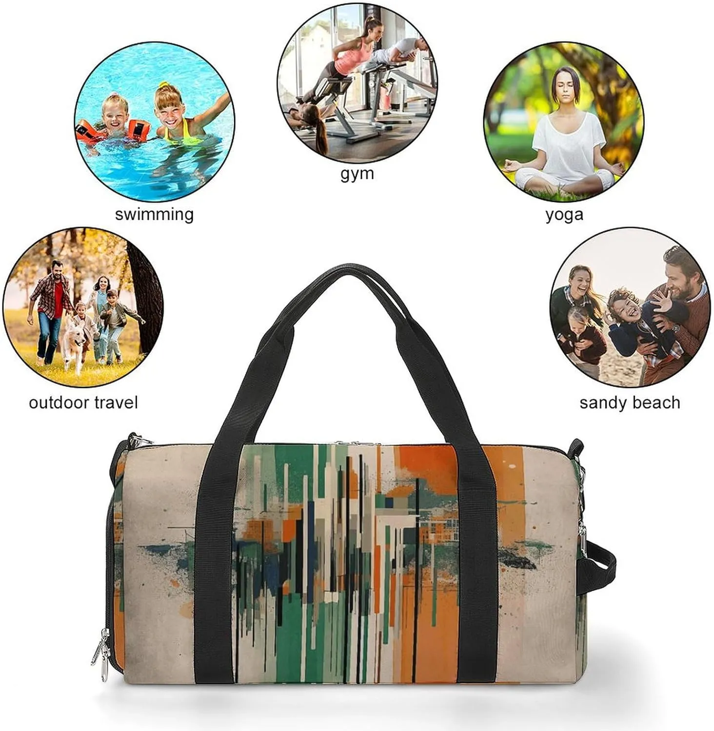 Gym Bag Complex Patterns Duffel Bag for Men Women Overnight Bag with Shoe Compartment Workout Bags