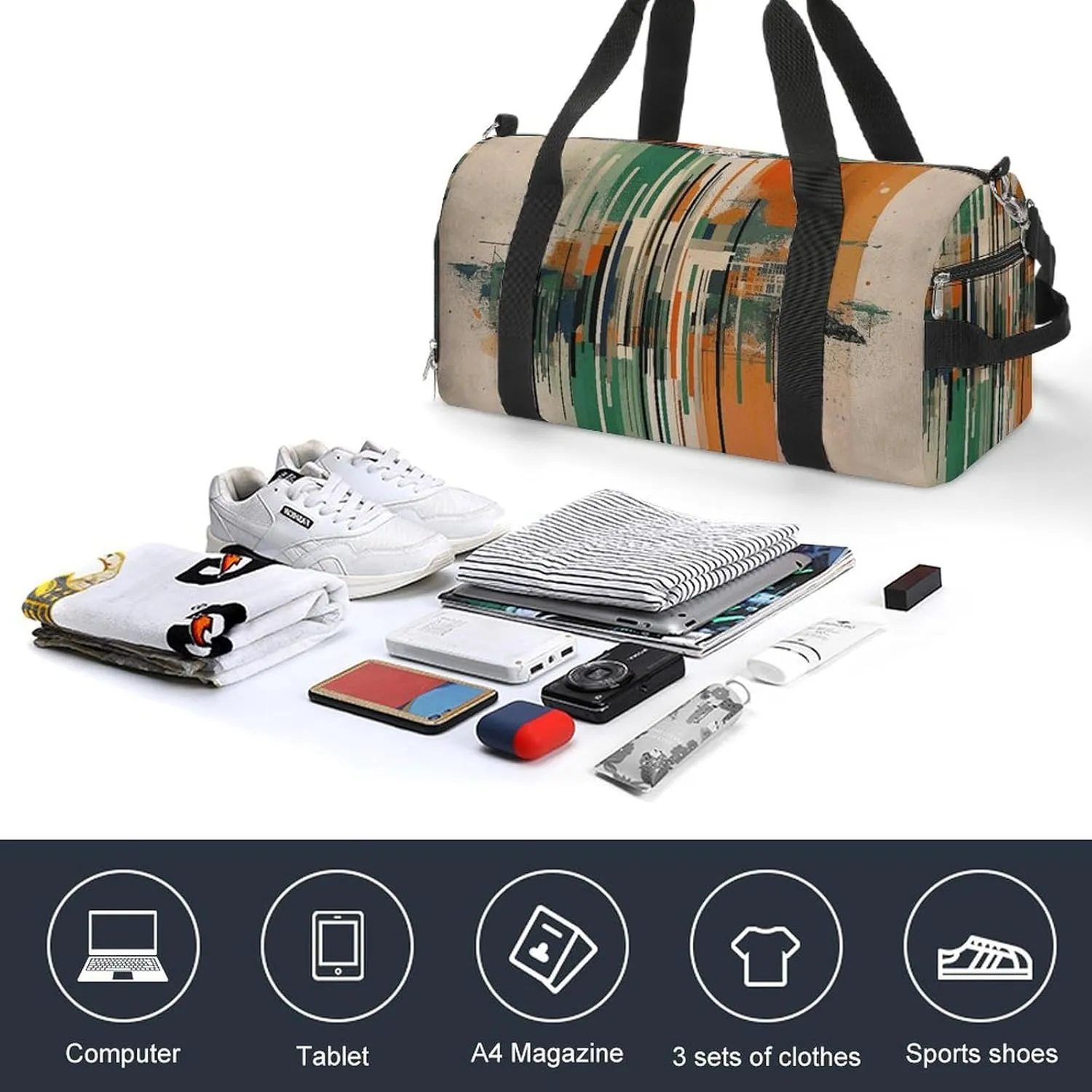 Gym Bag Complex Patterns Duffel Bag for Men Women Overnight Bag with Shoe Compartment Workout Bags