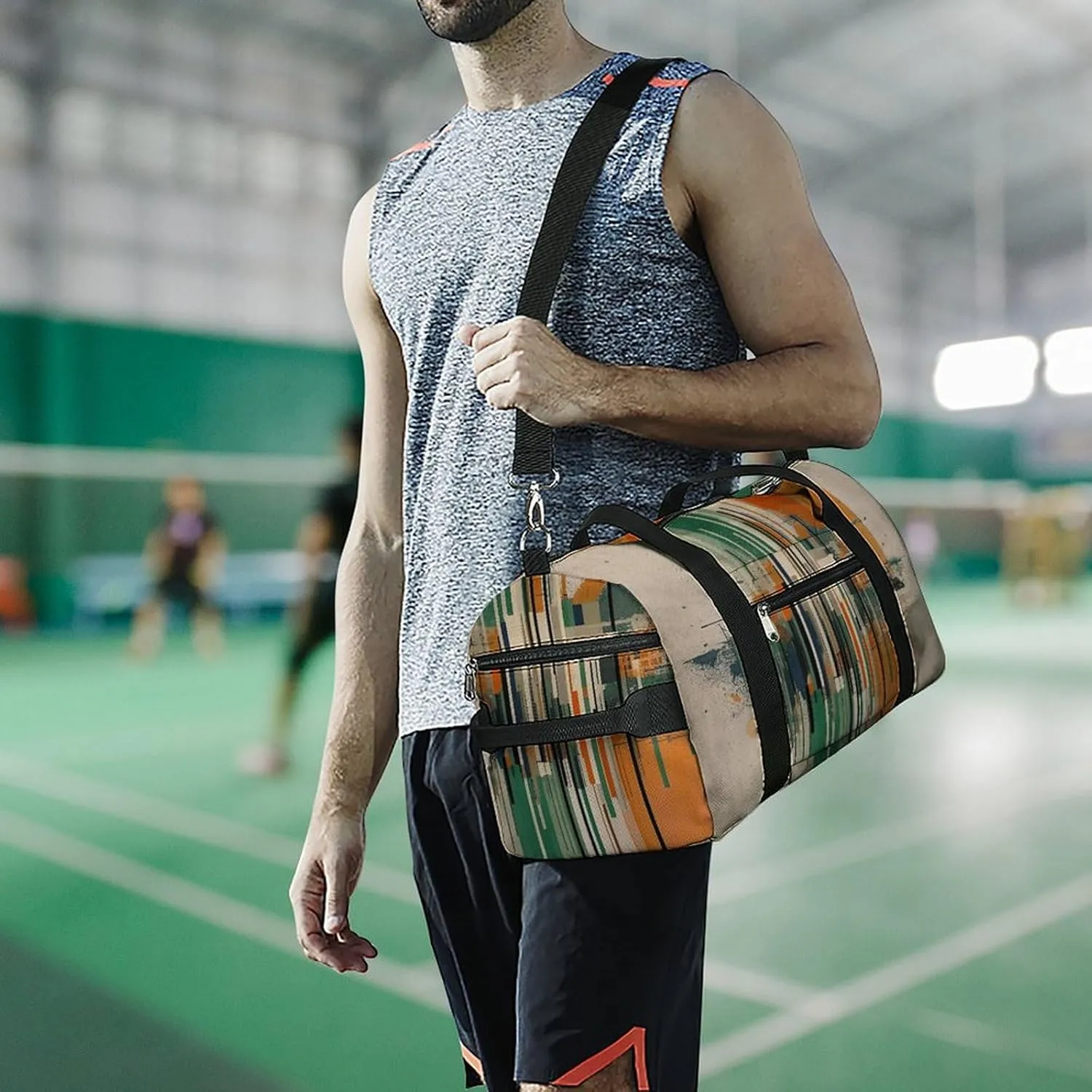 Gym Bag Complex Patterns Duffel Bag for Men Women Overnight Bag with Shoe Compartment Workout Bags