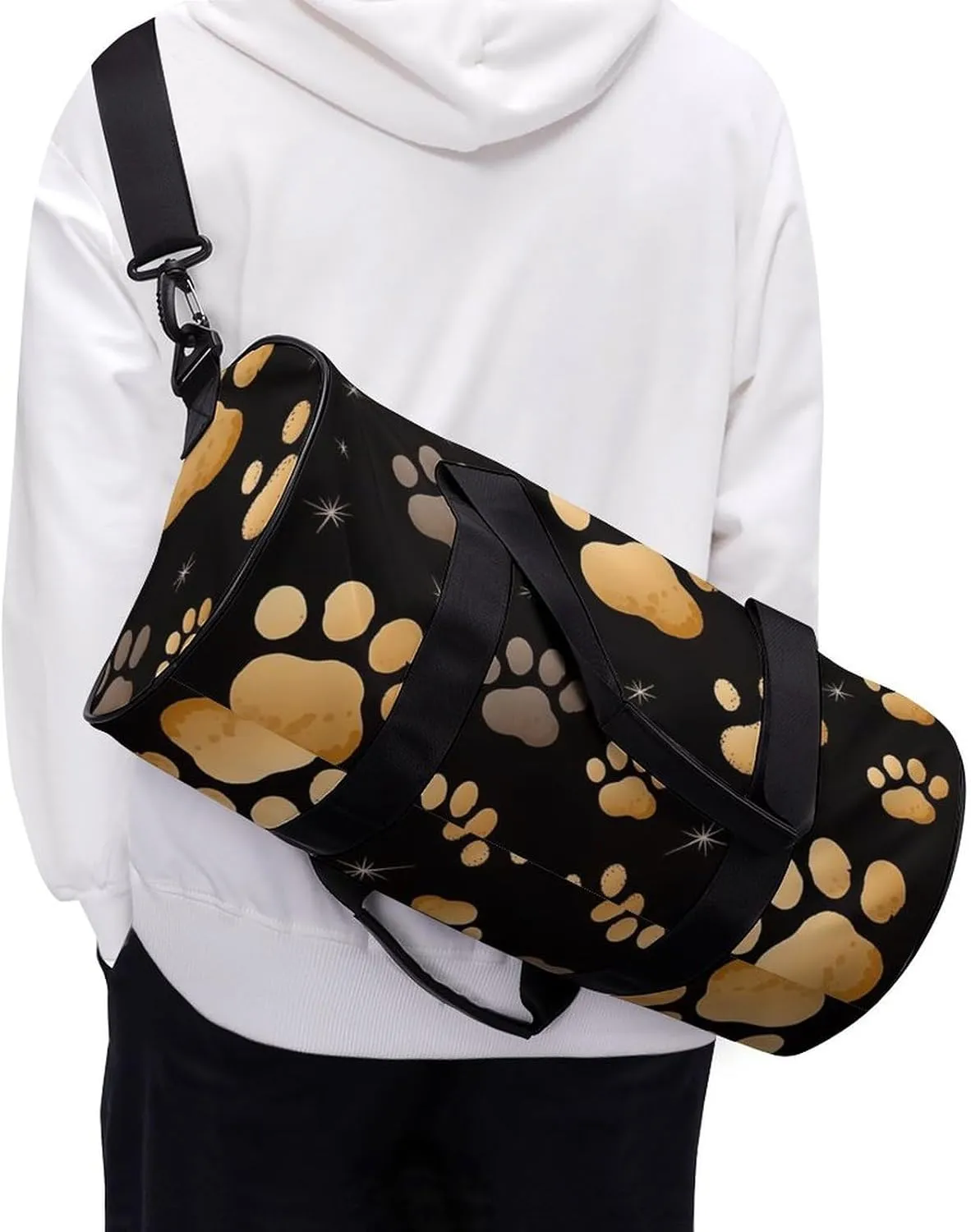 Gym Bag Dog Paw Print Duffel Bag for Men Women Overnight Bag with Shoe Compartment Workout Bags