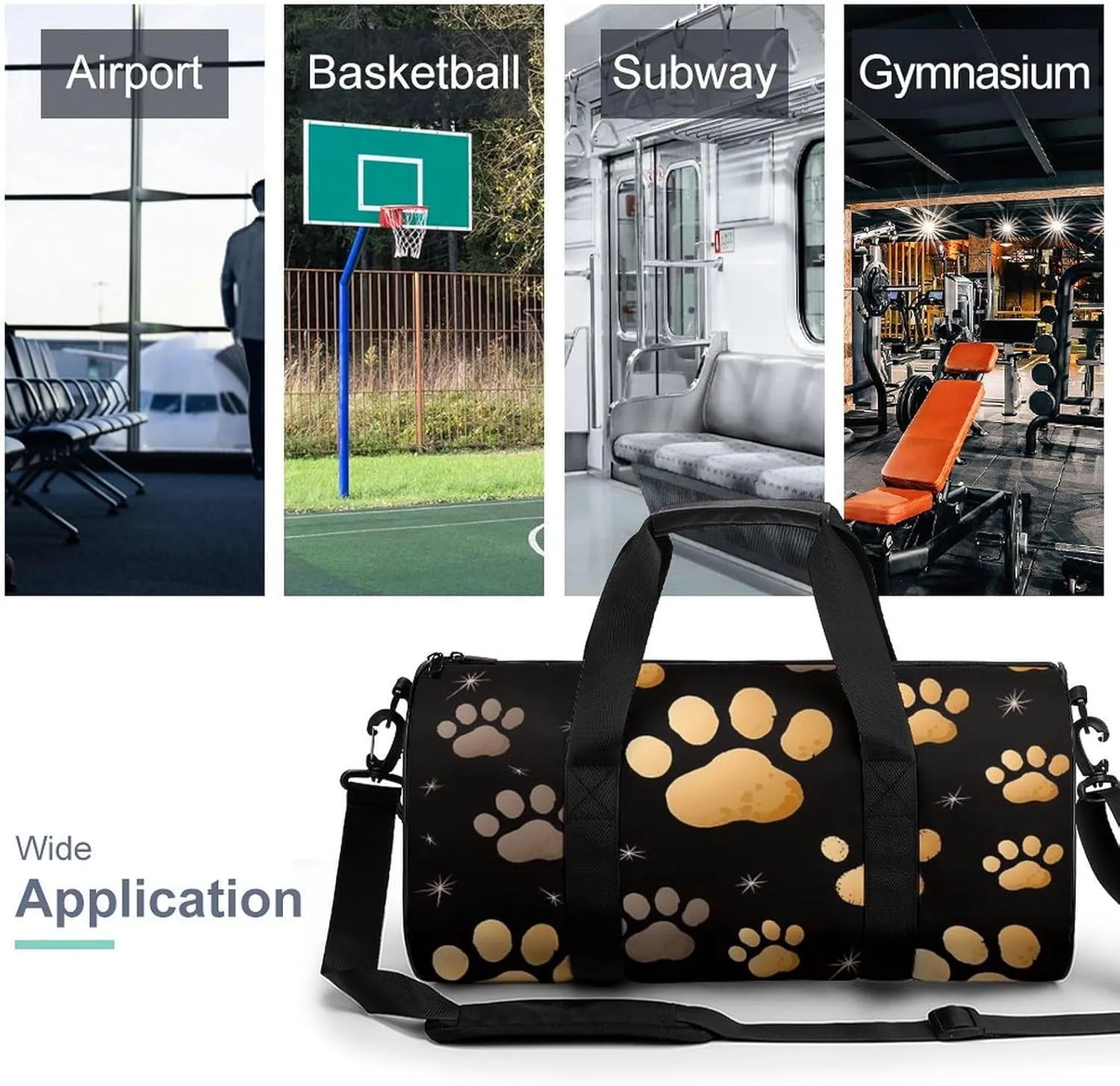 Gym Bag Dog Paw Print Duffel Bag for Men Women Overnight Bag with Shoe Compartment Workout Bags