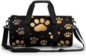 Gym Bag Dog Paw Print Duffel Bag for Men Women Overnight Bag with Shoe Compartment Workout Bags