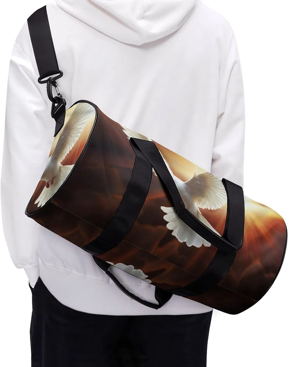 Gym Bag Dove Sun Art Duffel Bag for Men Women Overnight Bag with Shoe Compartment Workout Bags
