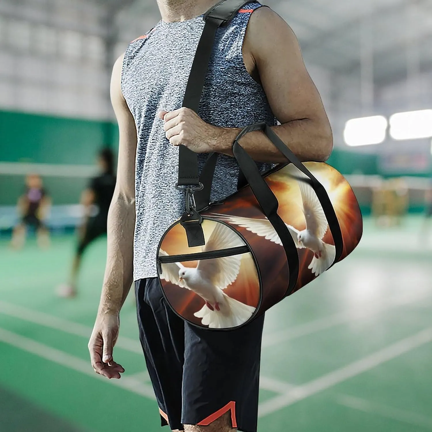 Gym Bag Dove Sun Art Duffel Bag for Men Women Overnight Bag with Shoe Compartment Workout Bags