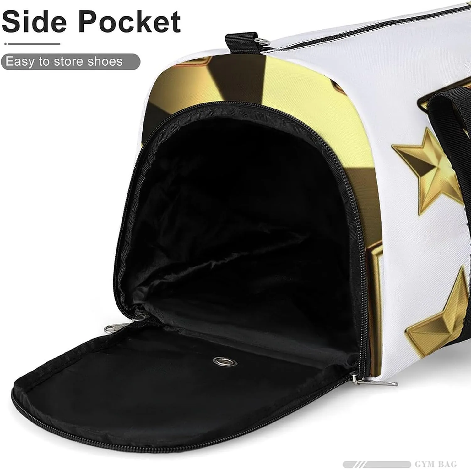 Gym Bag Gold Star Duffel Bag for Men Women Overnight Bag with Shoe Compartment Workout Bags