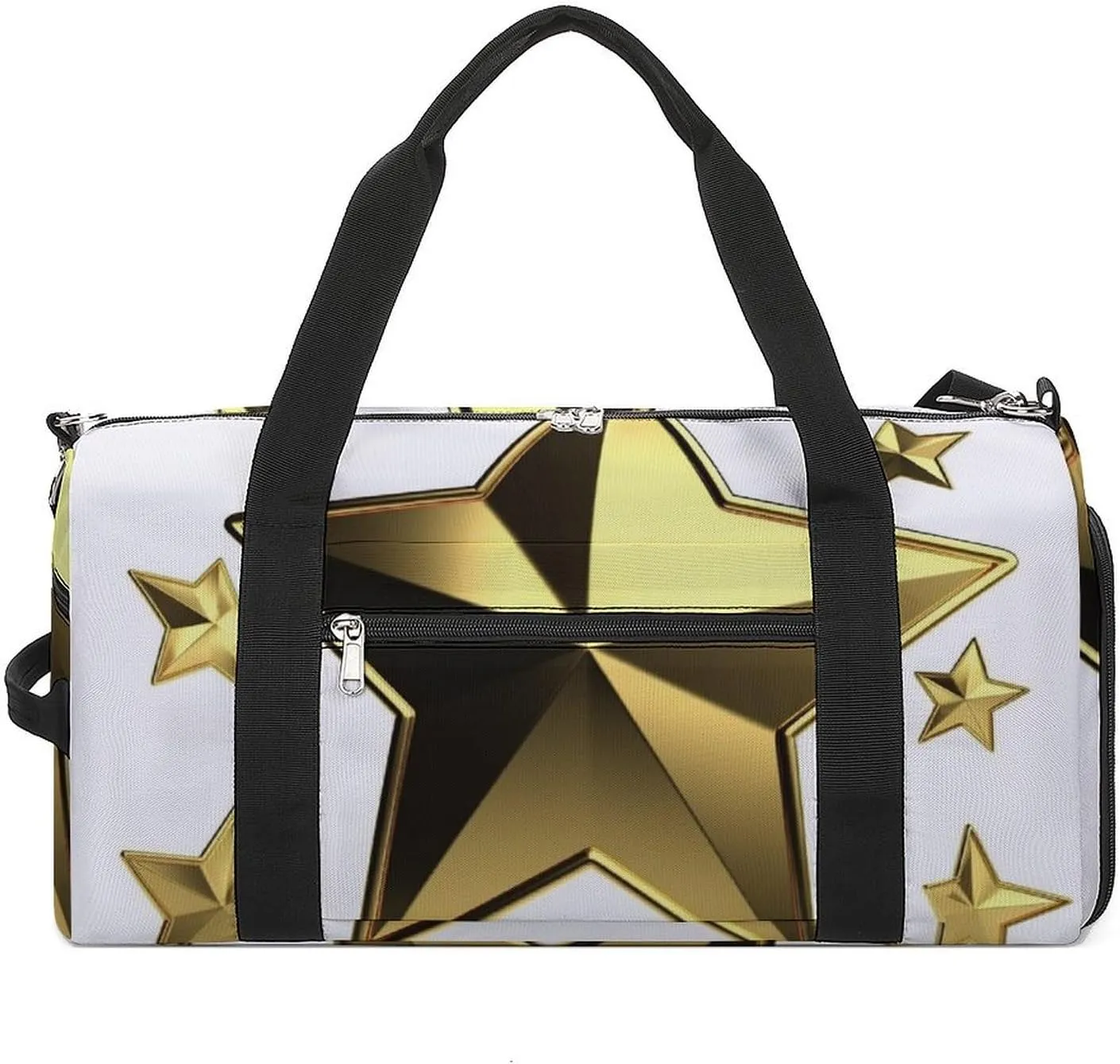 Gym Bag Gold Star Duffel Bag for Men Women Overnight Bag with Shoe Compartment Workout Bags