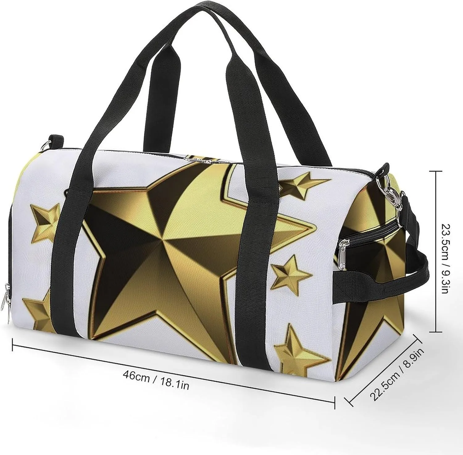 Gym Bag Gold Star Duffel Bag for Men Women Overnight Bag with Shoe Compartment Workout Bags