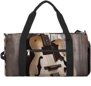 Gym Bag Guitar Pictures Duffel Bag for Men Women Overnight Bag with Shoe Compartment Workout Bags