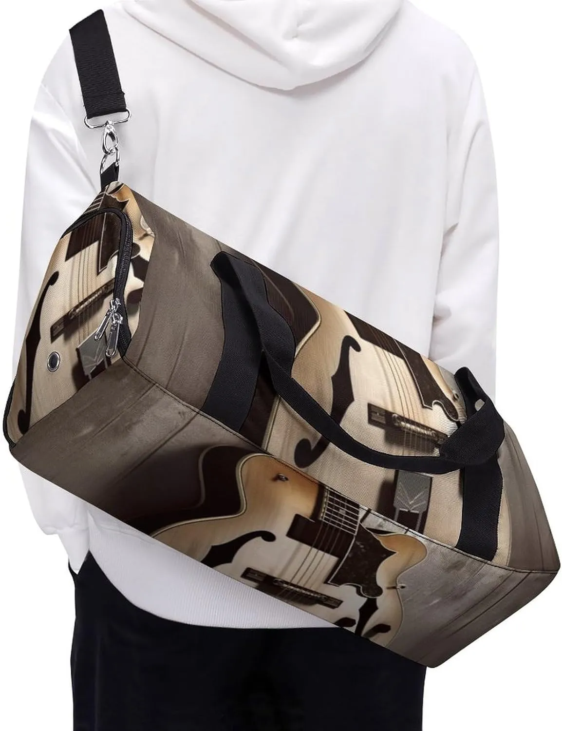 Gym Bag Guitar Pictures Duffel Bag for Men Women Overnight Bag with Shoe Compartment Workout Bags