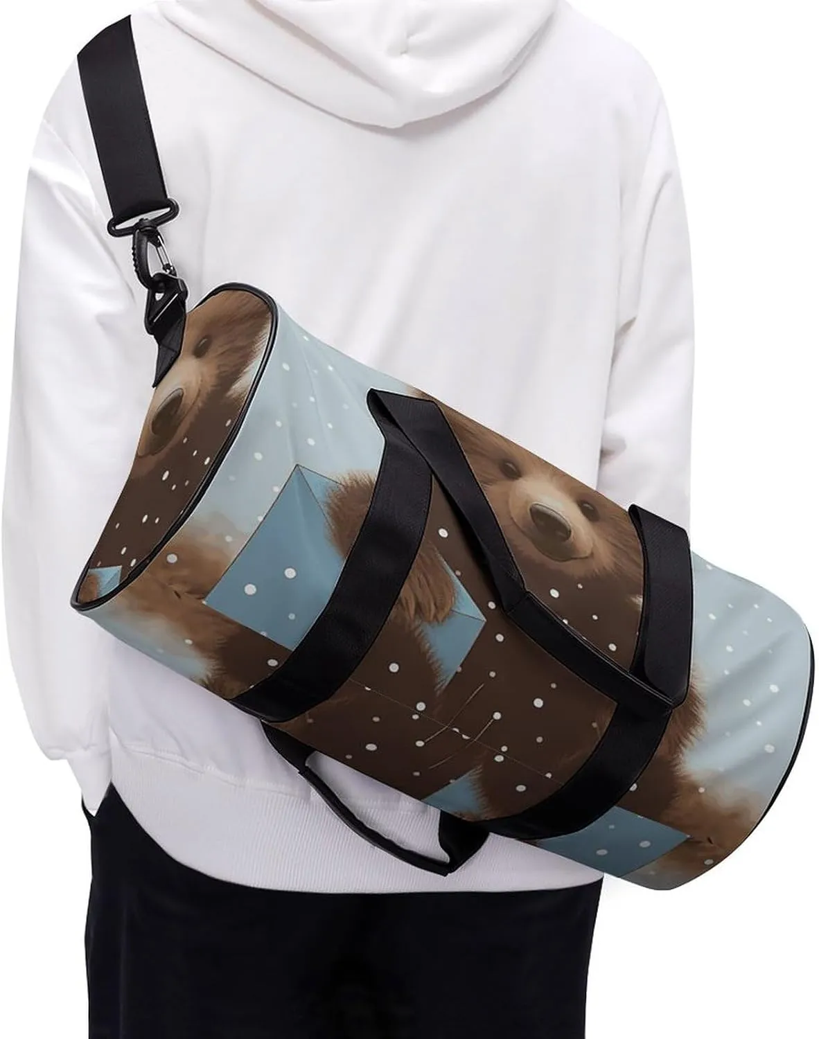 Gym Bag Happy Bear Baby Duffel Bag for Men Women Overnight Bag with Shoe Compartment Workout Bags