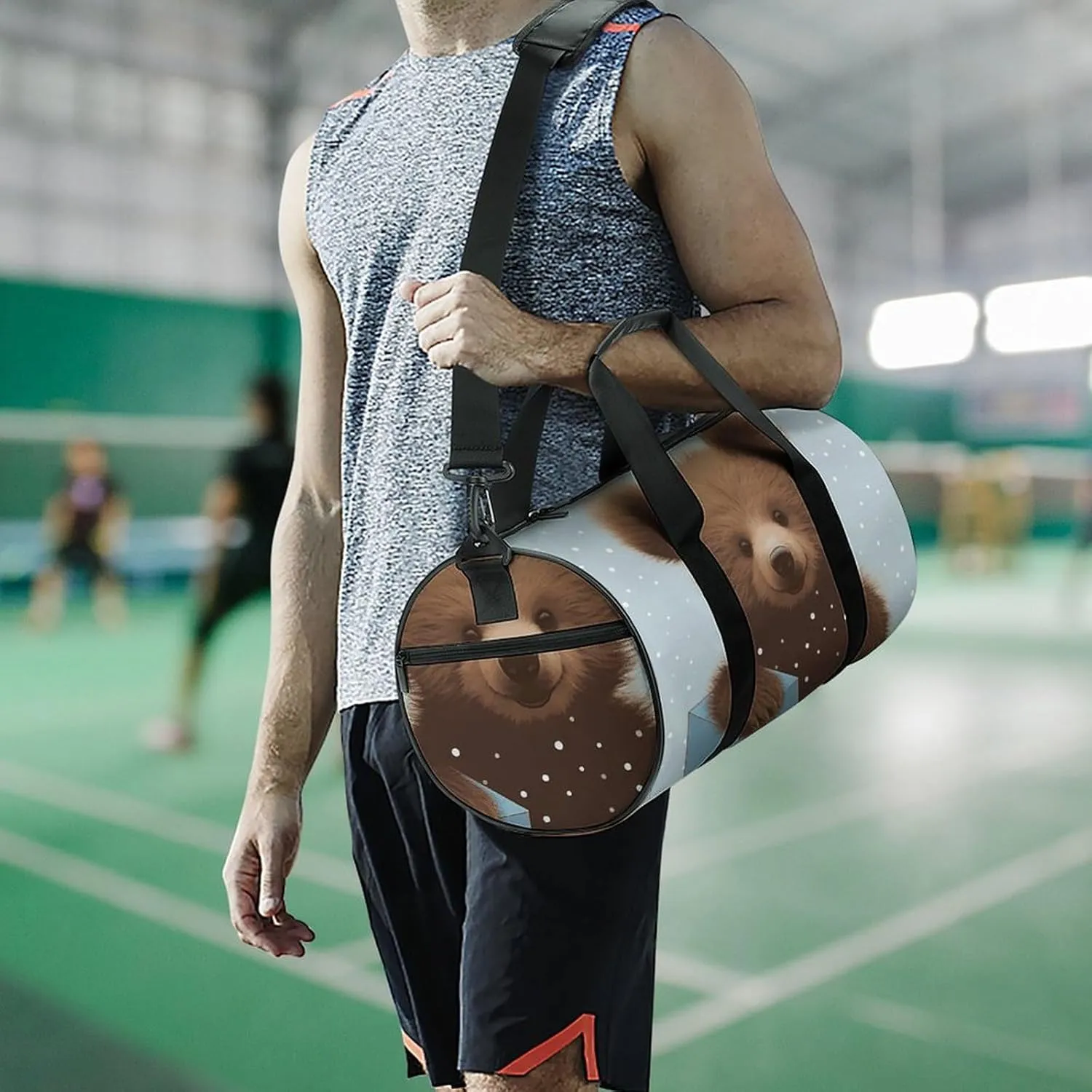 Gym Bag Happy Bear Baby Duffel Bag for Men Women Overnight Bag with Shoe Compartment Workout Bags