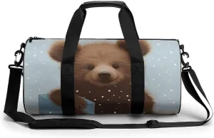 Gym Bag Happy Bear Baby Duffel Bag for Men Women Overnight Bag with Shoe Compartment Workout Bags