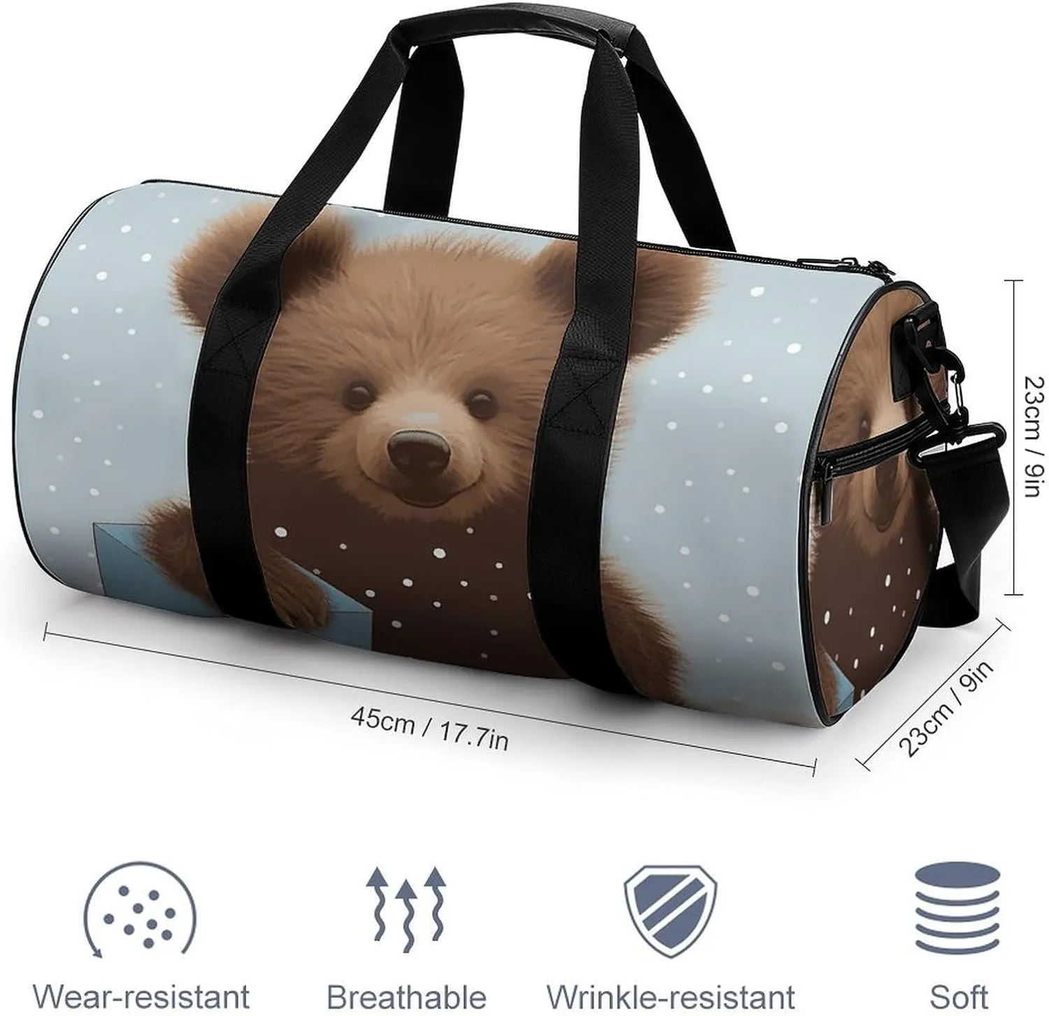 Gym Bag Happy Bear Baby Duffel Bag for Men Women Overnight Bag with Shoe Compartment Workout Bags