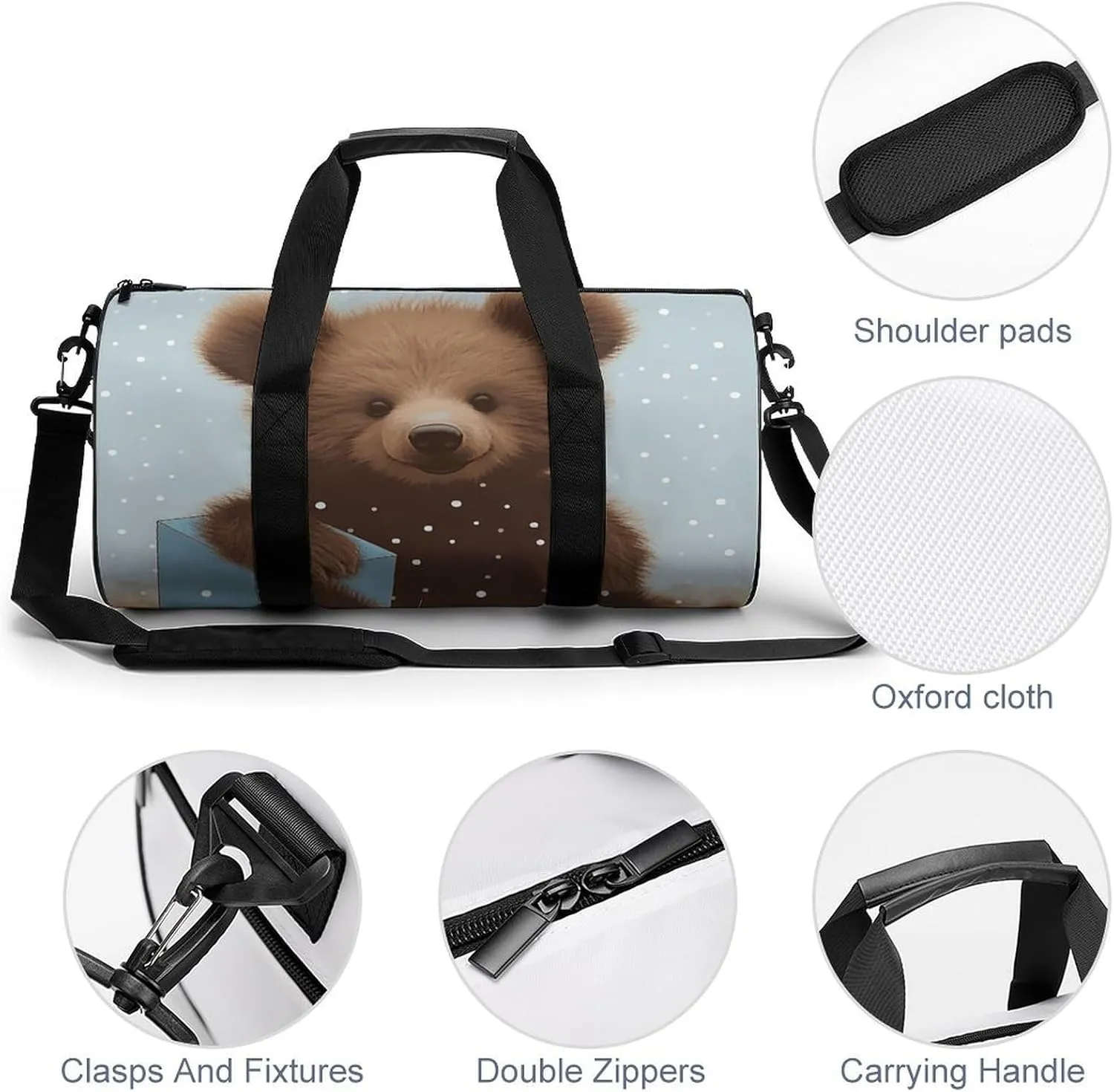 Gym Bag Happy Bear Baby Duffel Bag for Men Women Overnight Bag with Shoe Compartment Workout Bags
