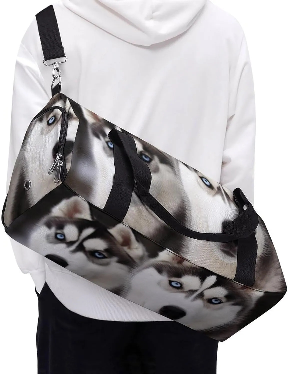 Gym Bag Husky Dog Duffel Bag for Men Women Overnight Bag with Shoe Compartment Workout Bags