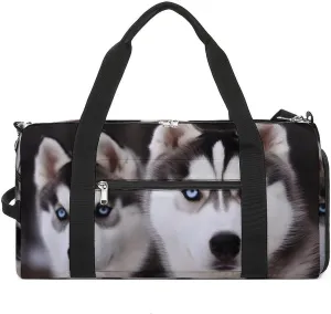 Gym Bag Husky Dog Duffel Bag for Men Women Overnight Bag with Shoe Compartment Workout Bags
