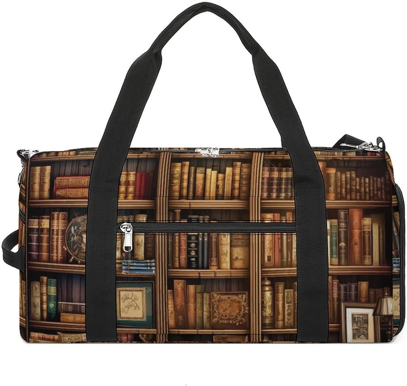 Gym Bag Library Bookshelf Book Duffel Bag for Men Women Overnight Bag with Shoe Compartment Workout Bags