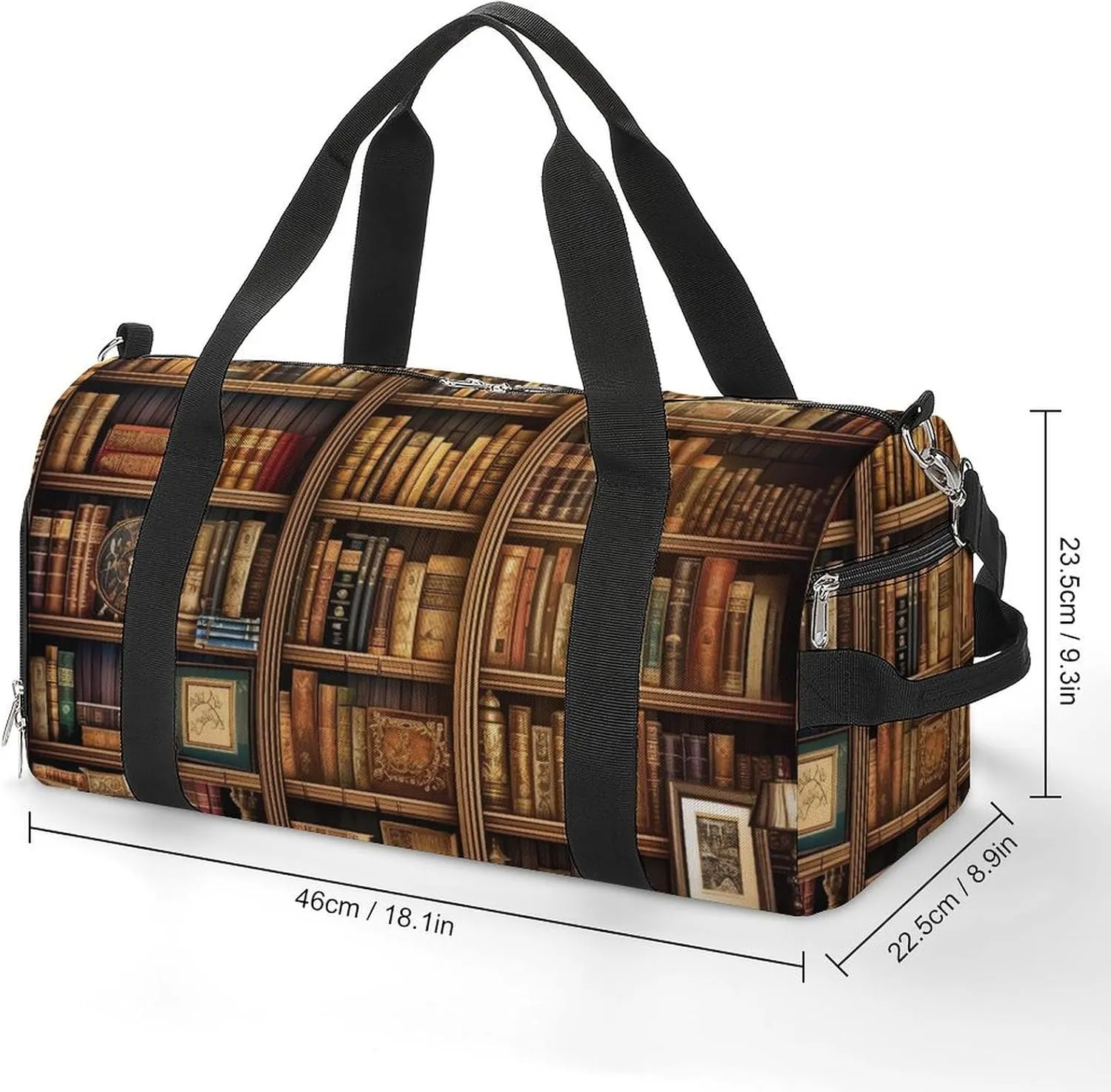 Gym Bag Library Bookshelf Book Duffel Bag for Men Women Overnight Bag with Shoe Compartment Workout Bags