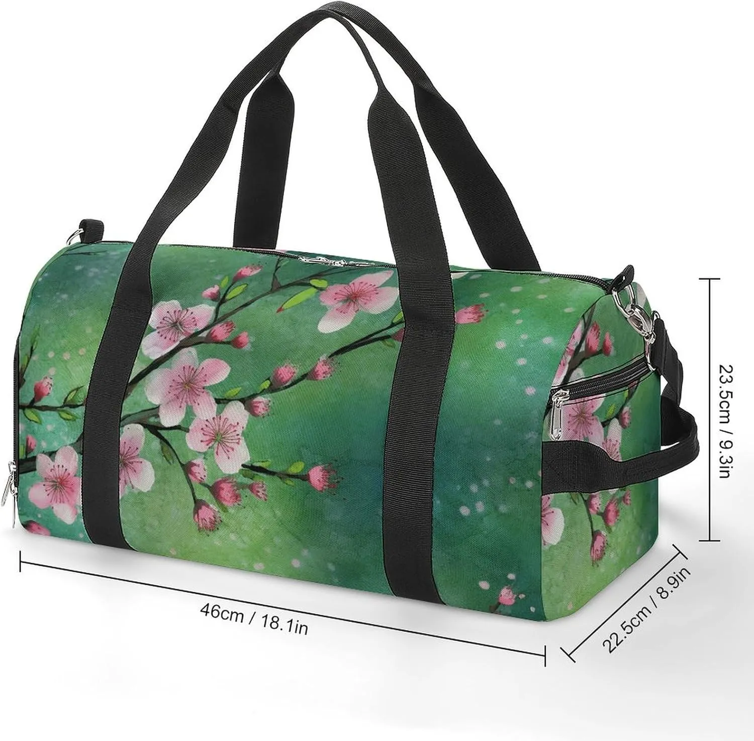 Gym Bag Peach Floral Pattern Duffel Bag for Men Women Overnight Bag with Shoe Compartment Workout Bags