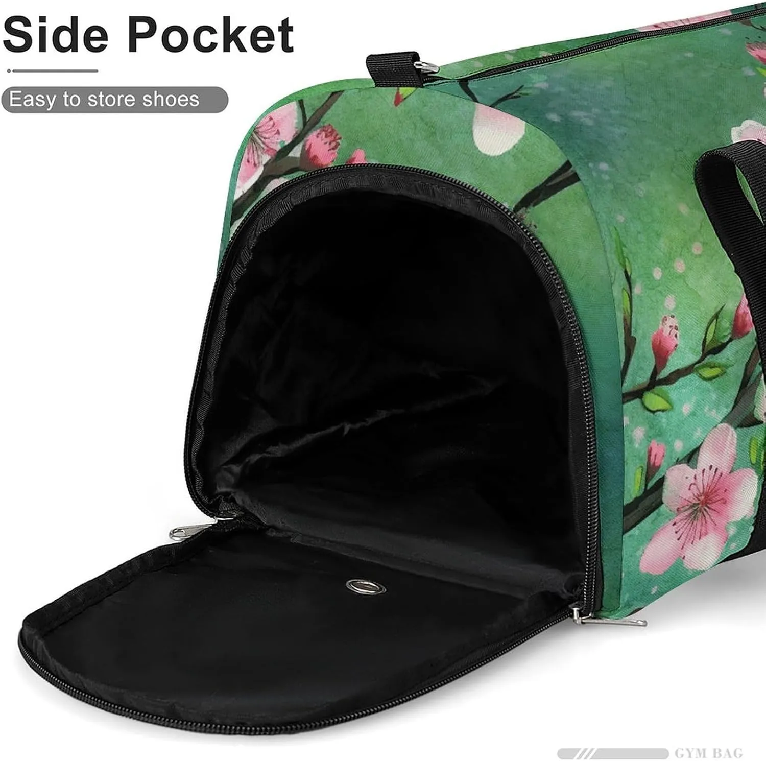 Gym Bag Peach Floral Pattern Duffel Bag for Men Women Overnight Bag with Shoe Compartment Workout Bags