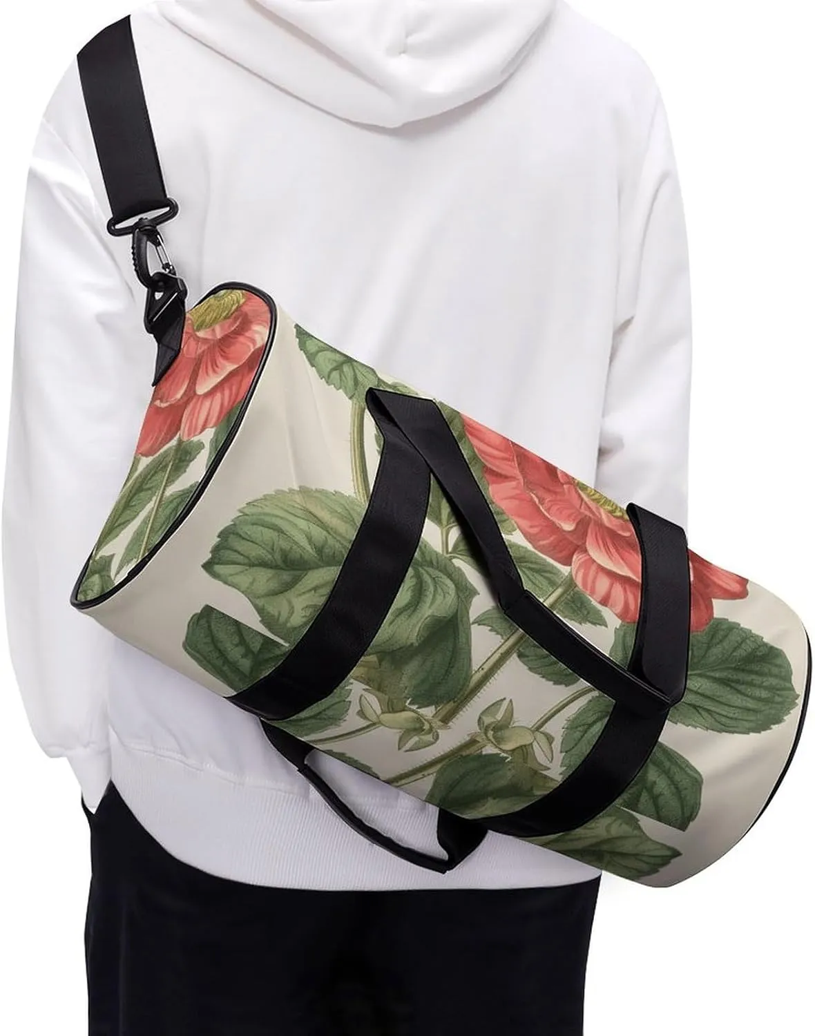Gym Bag Peach Flowers Duffel Bag for Men Women Overnight Bag with Shoe Compartment Workout Bags