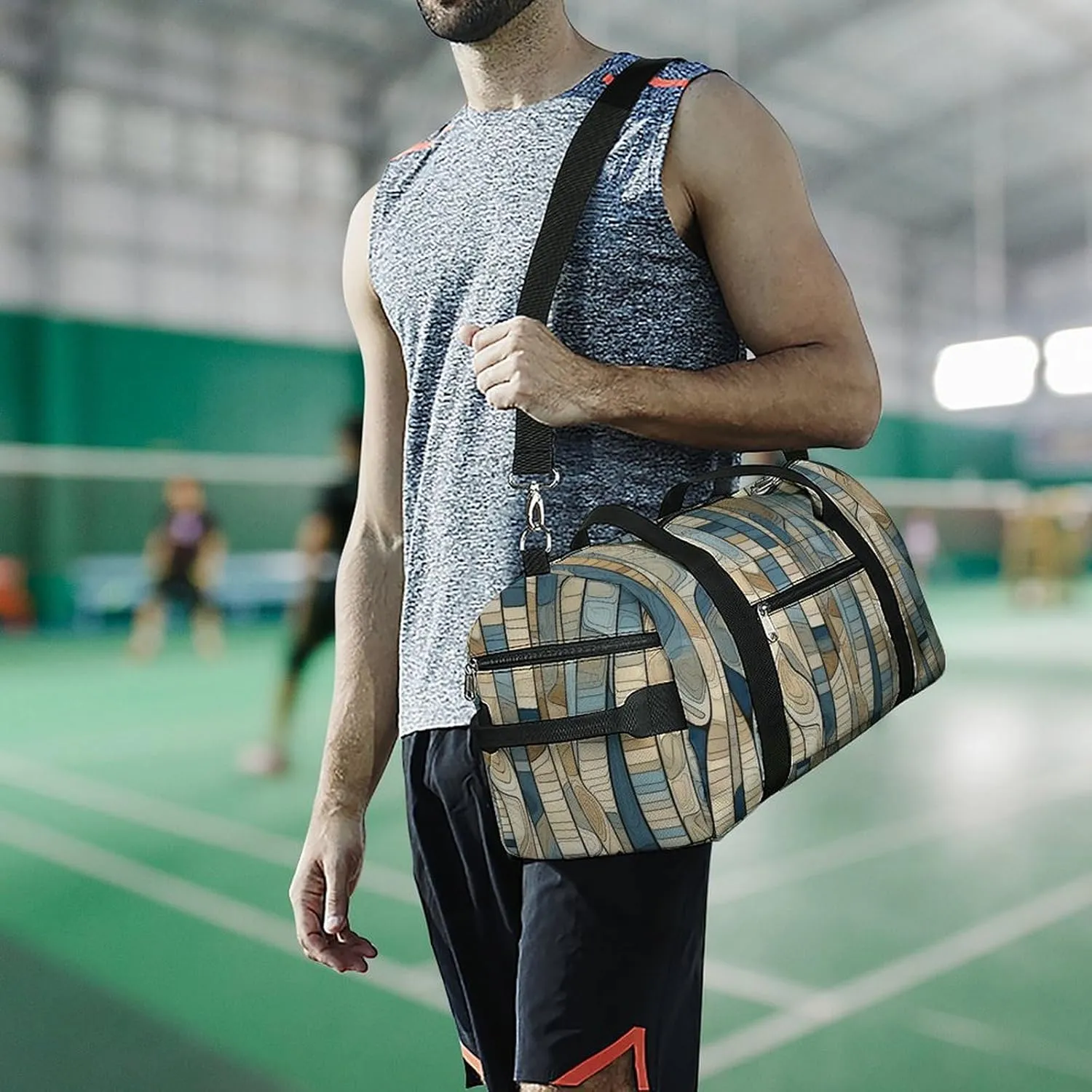 Gym Bag Shape Pattern Duffel Bag for Men Women Overnight Bag with Shoe Compartment Workout Bags
